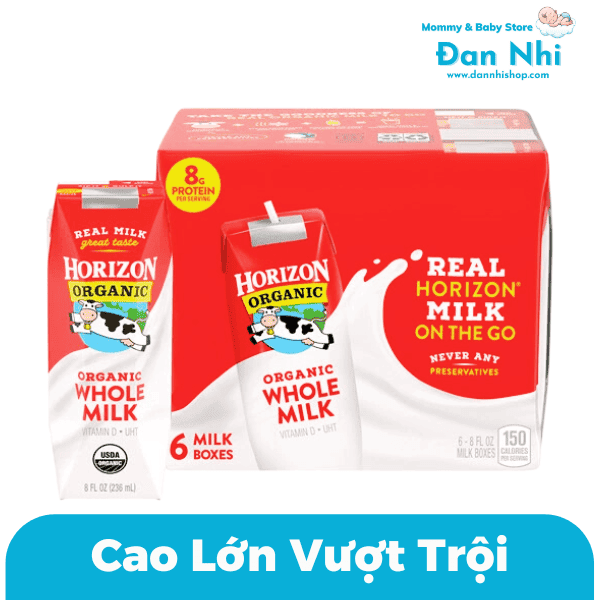 Sữa Tươi Horizon Organic Whole Milk 236ml Mỹ Thùng 18 Hộp Đan Nhi