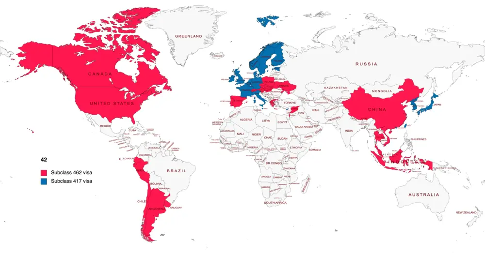 What is the difference between a 417 and 462 visa?