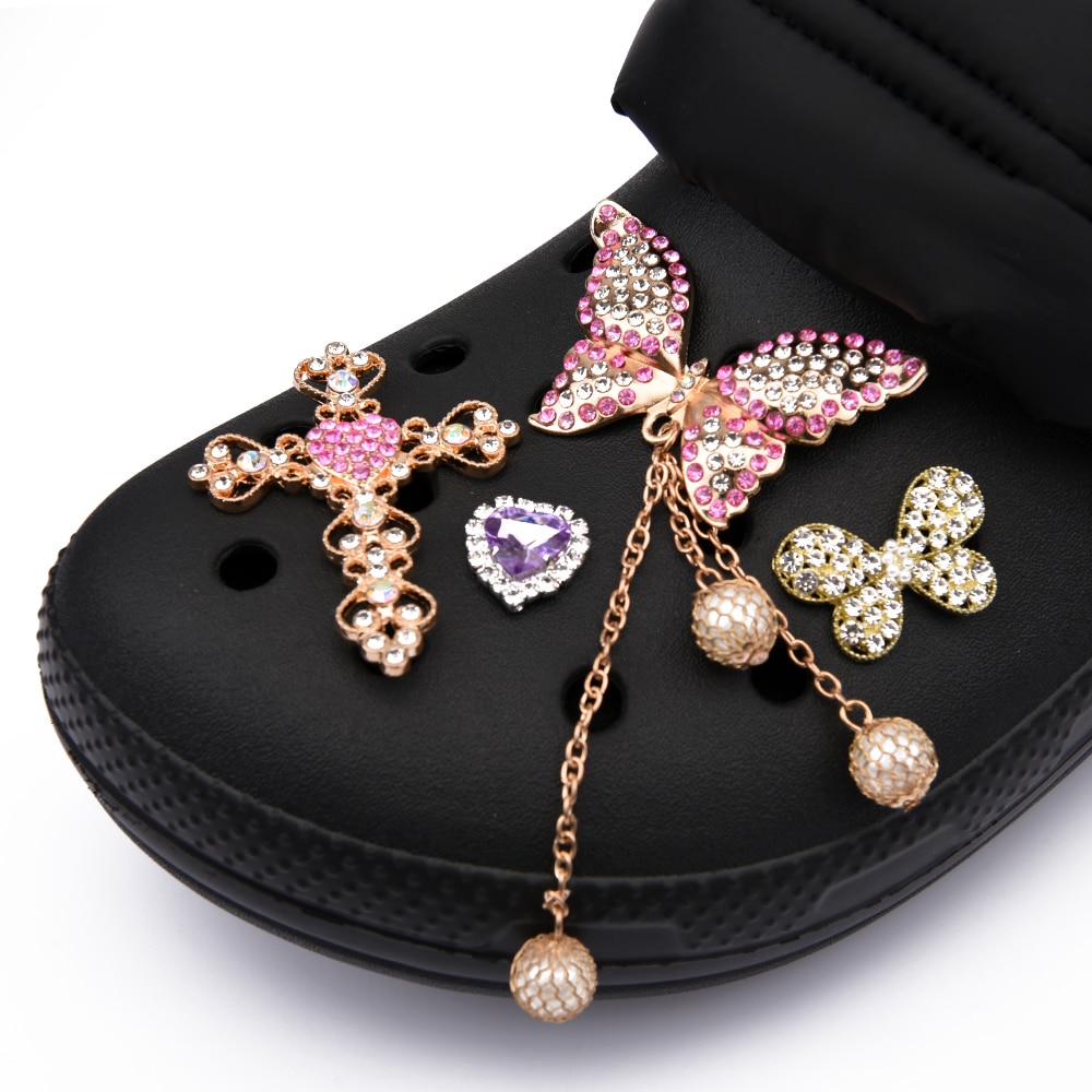Bling Croc Charms Designer Metal Chain Rhinestone Shoe Decorations Croc Accessories for Girls Women JIBZ Party 4