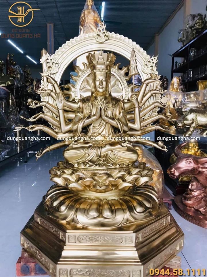 Tượng Phật Chuẩn Đề tôn nghiêm cao 1m5 đồng vàng cát tút