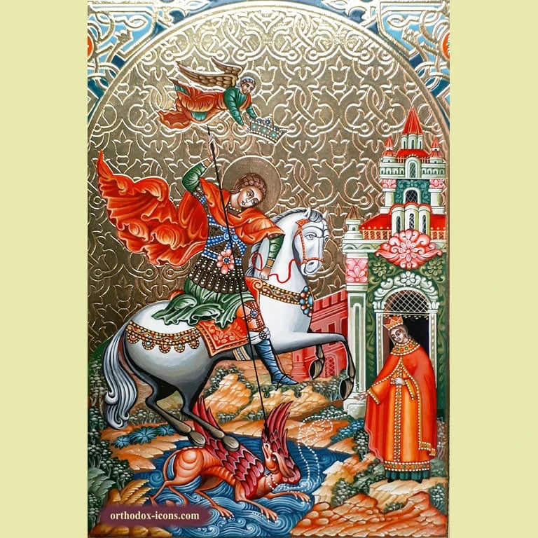 St. George and the Dragon Orthodox Icon 13×16