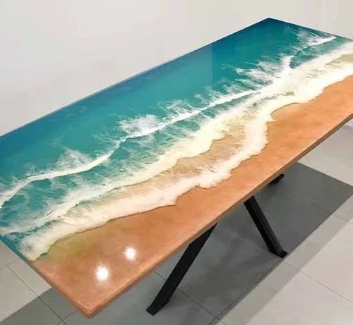 Beach Wave Epoxy Resin Dining Table