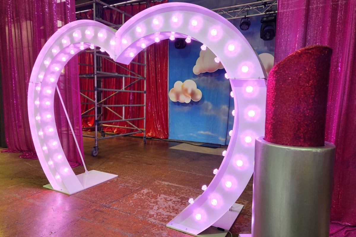 Light Up Heart Arch on Location Studio Production
