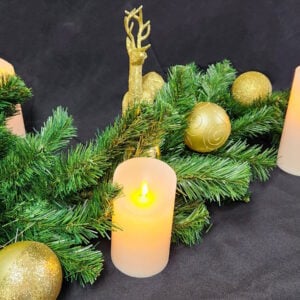 Christmas Tree Garland with LED Candles - Gold