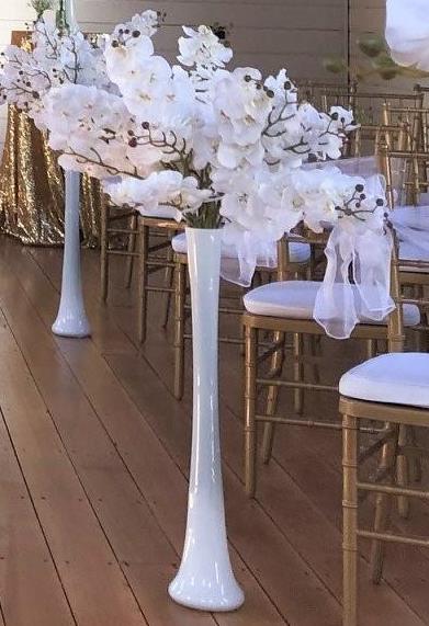 Tall Vase with Artificial White Orchids