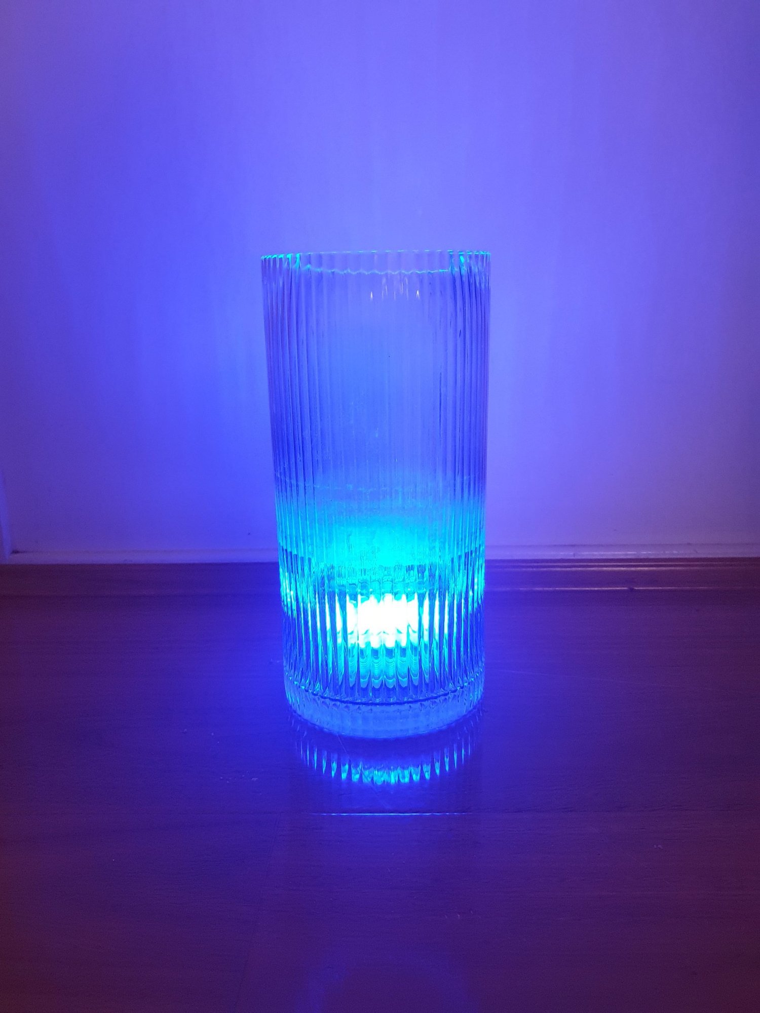 Smoky Vase with Coloured Blue Light