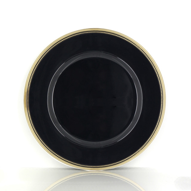 Charger Plate - Black with Gold Rim