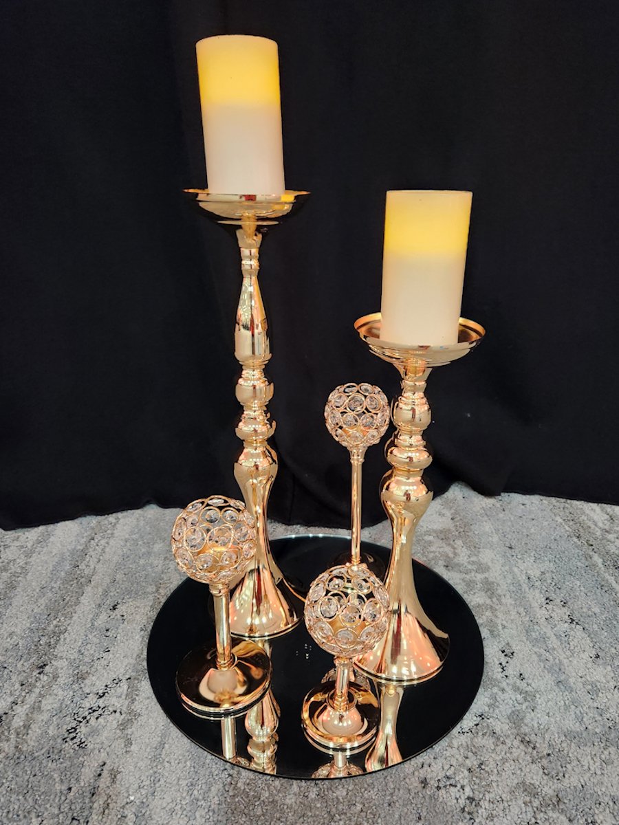 Gold Crystal and Candle Set