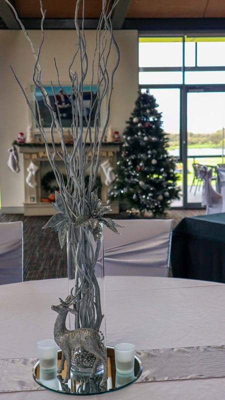 Christmas Themed Table Centrepieces Silver Christmas Centrepiece with Christmas Tree