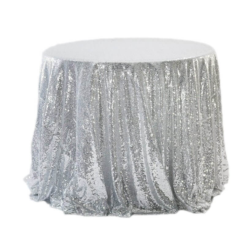 Sequin Round Tablecloth - Silver