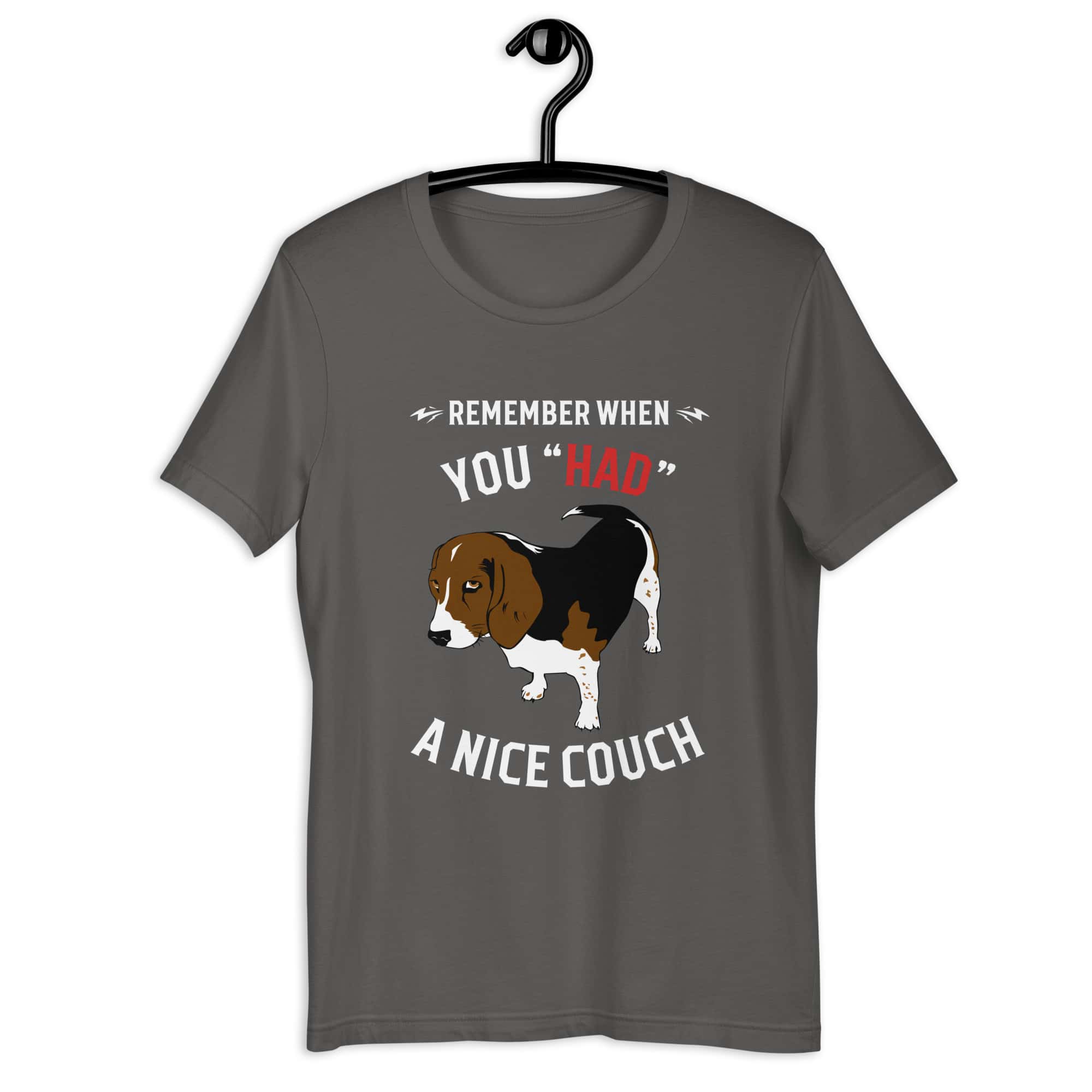"Remember When You Had A Nice Couch" Funny Hound Unisex T-Shirt gray