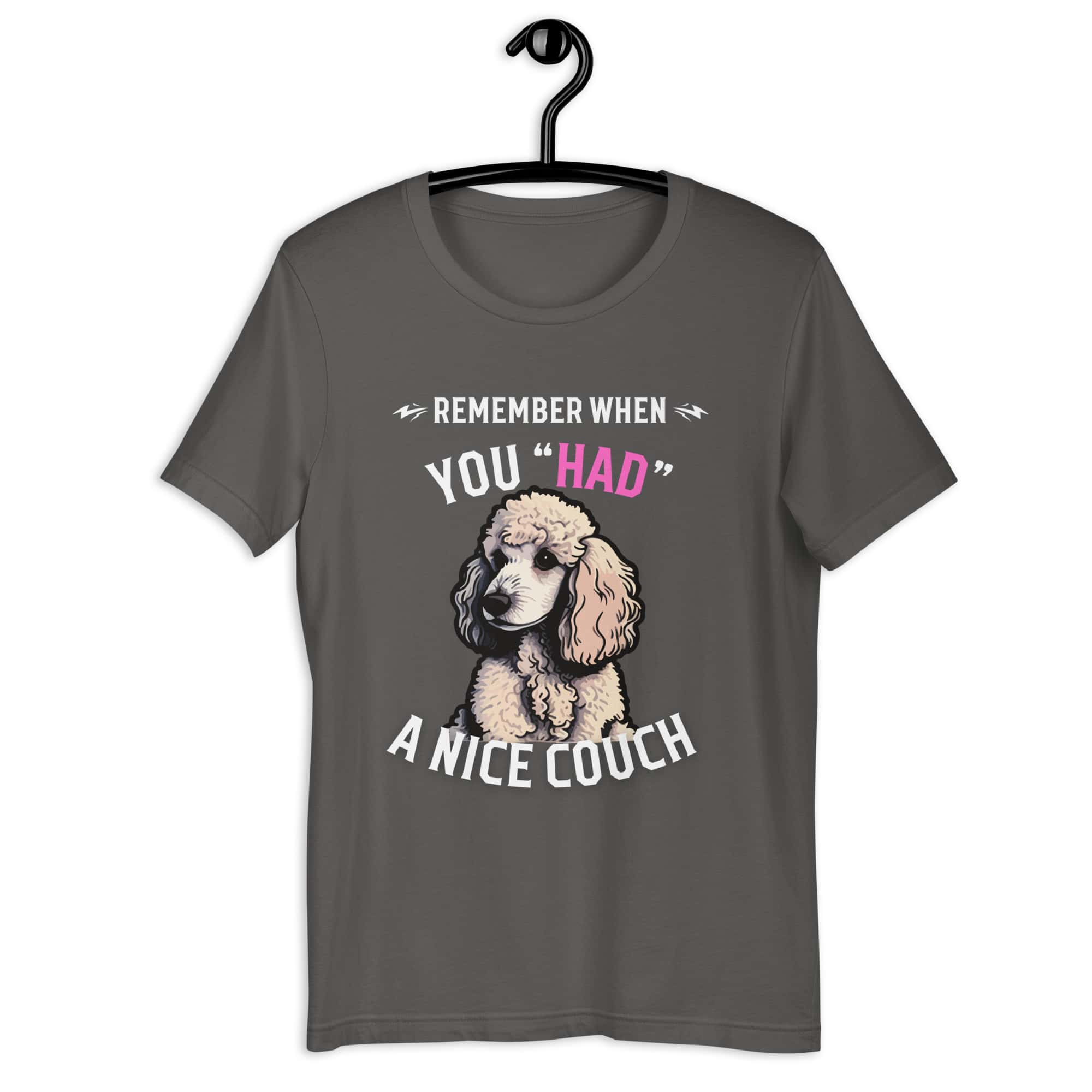 "Remember When You Had A Nice Couch" Funny Poodle Unisex T-Shirt gray
