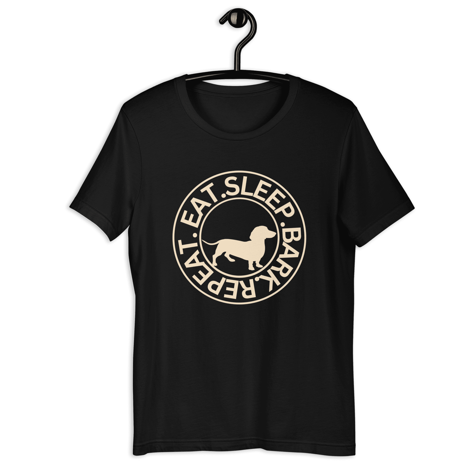 Eat Sleep Bark Repeat Transylvanian Hound (Erdélyi Kopó) Unisex T-Shirt. Black