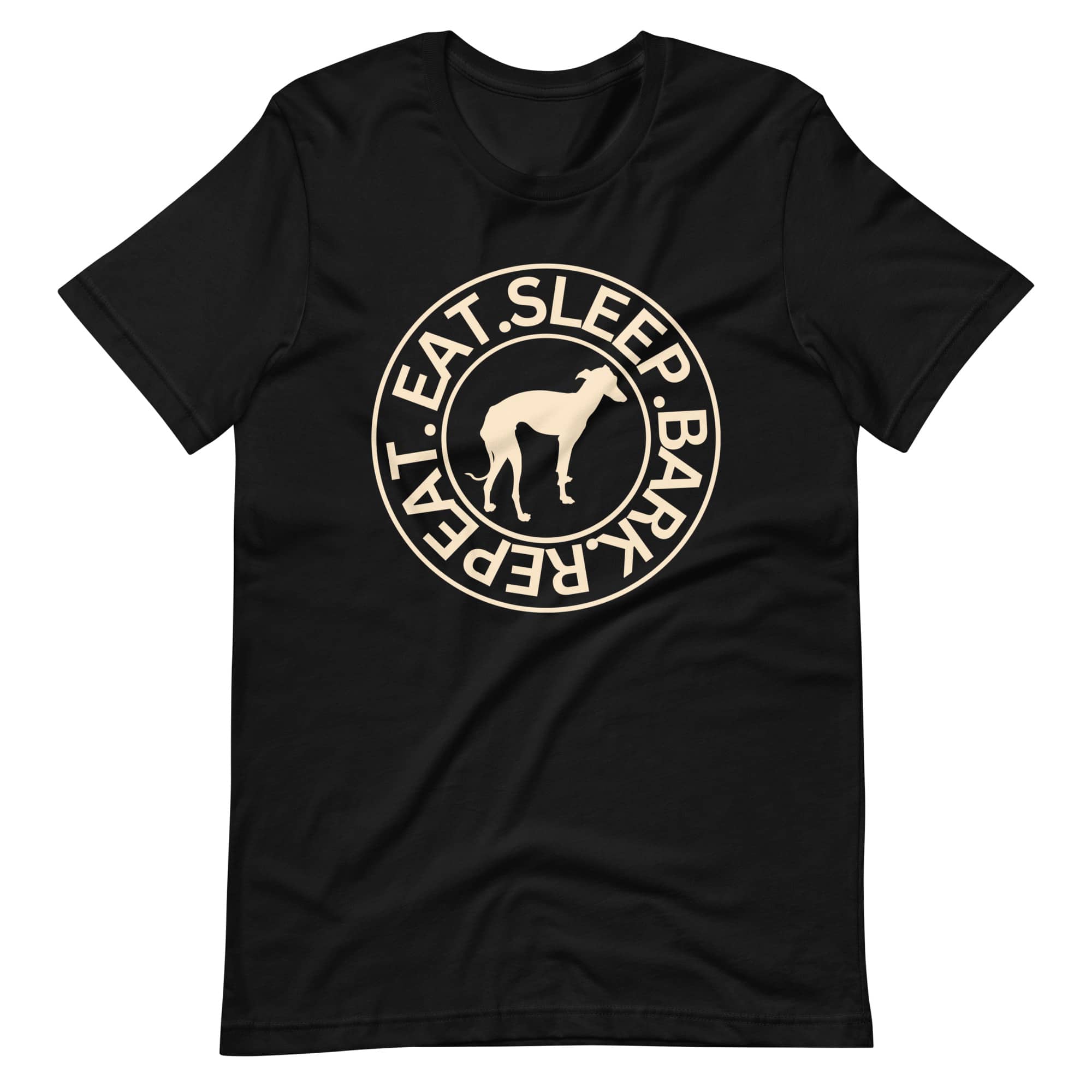 Eat Sleep Bark Repeat Italian Greyhound Unisex T-Shirt. Black