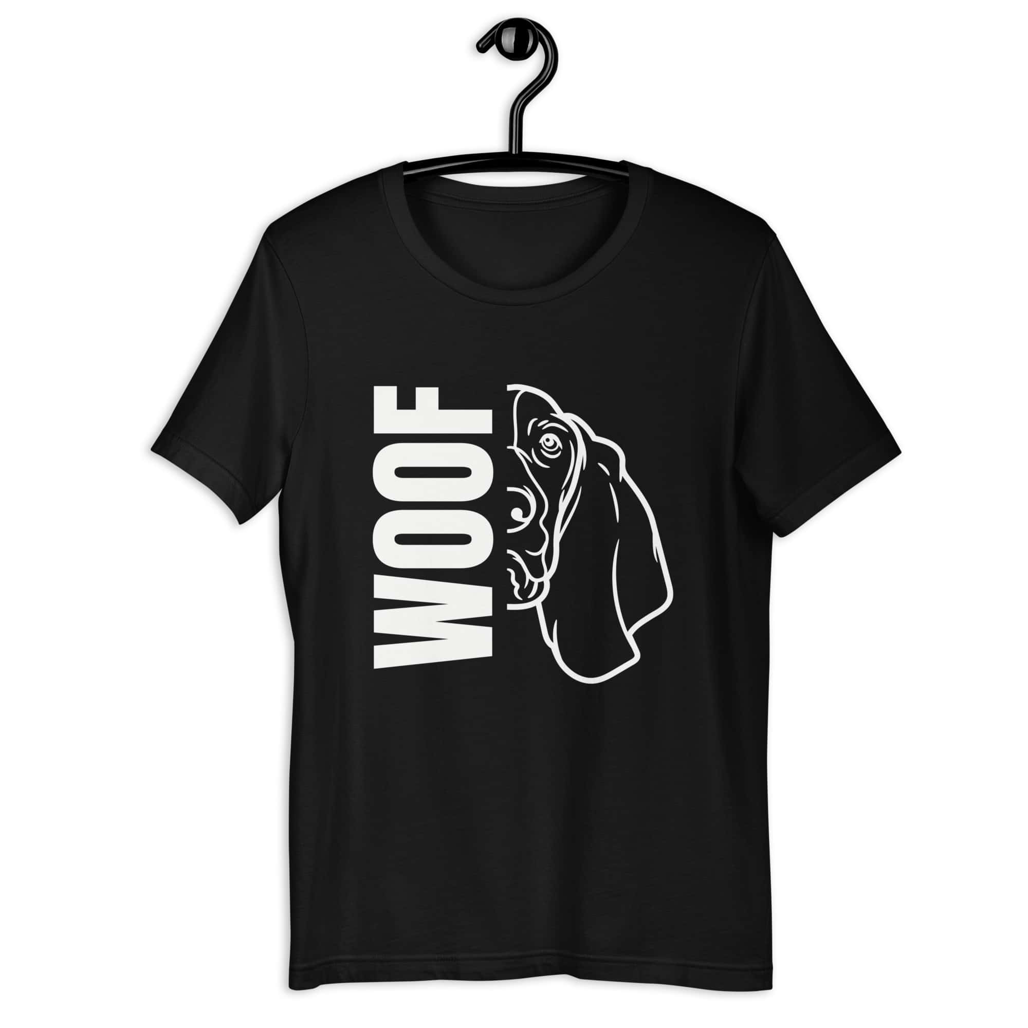 Woof Basset Hound Unisex T-Shirt jet black