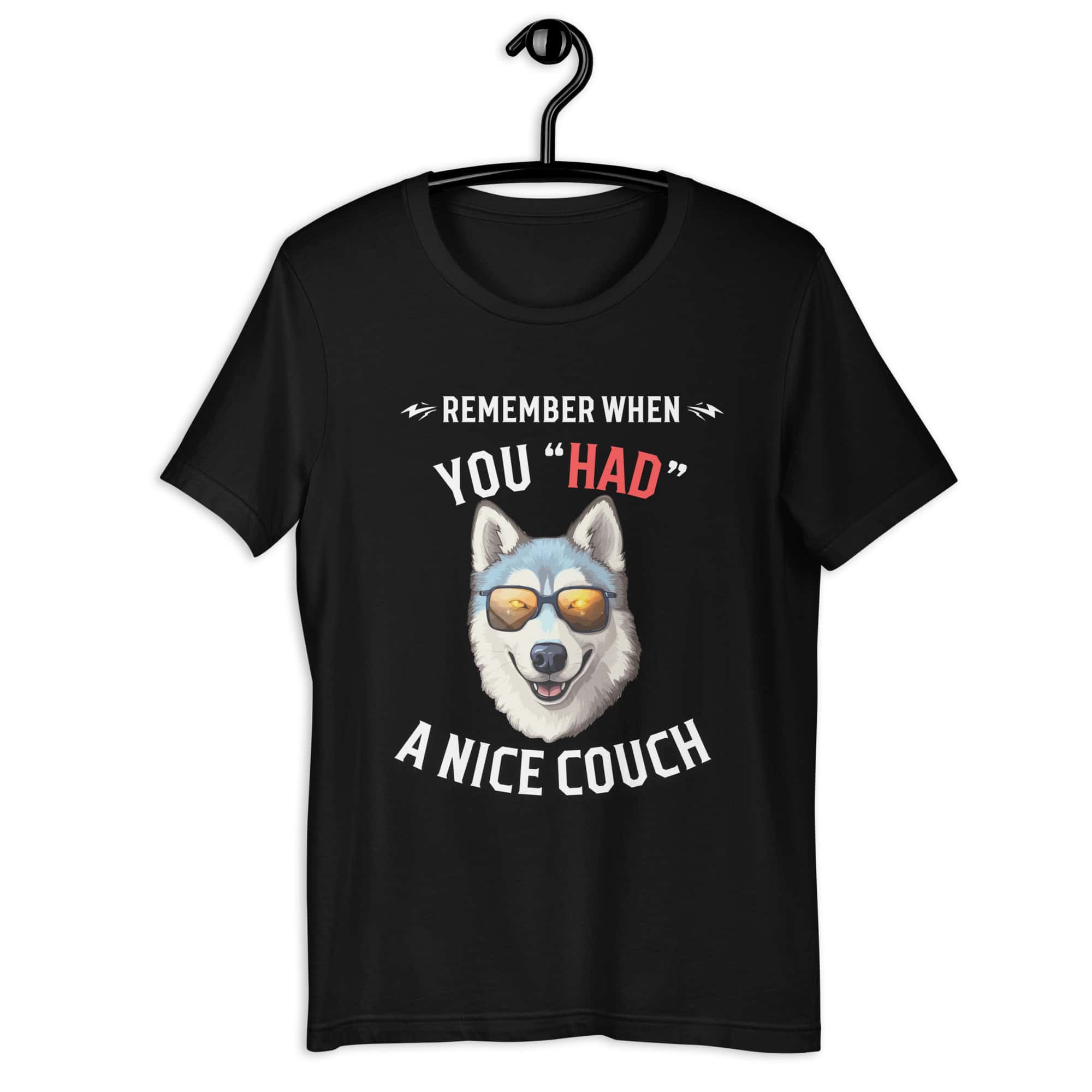 "Remember When You Had A Nice Couch" Husky Unisex T-Shirt jet black