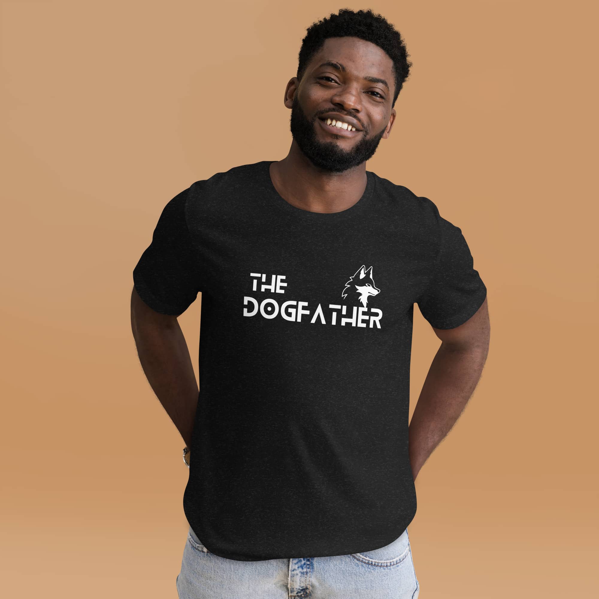 The Dogfather Huskies Unisex T-Shirt Black Heather. Male