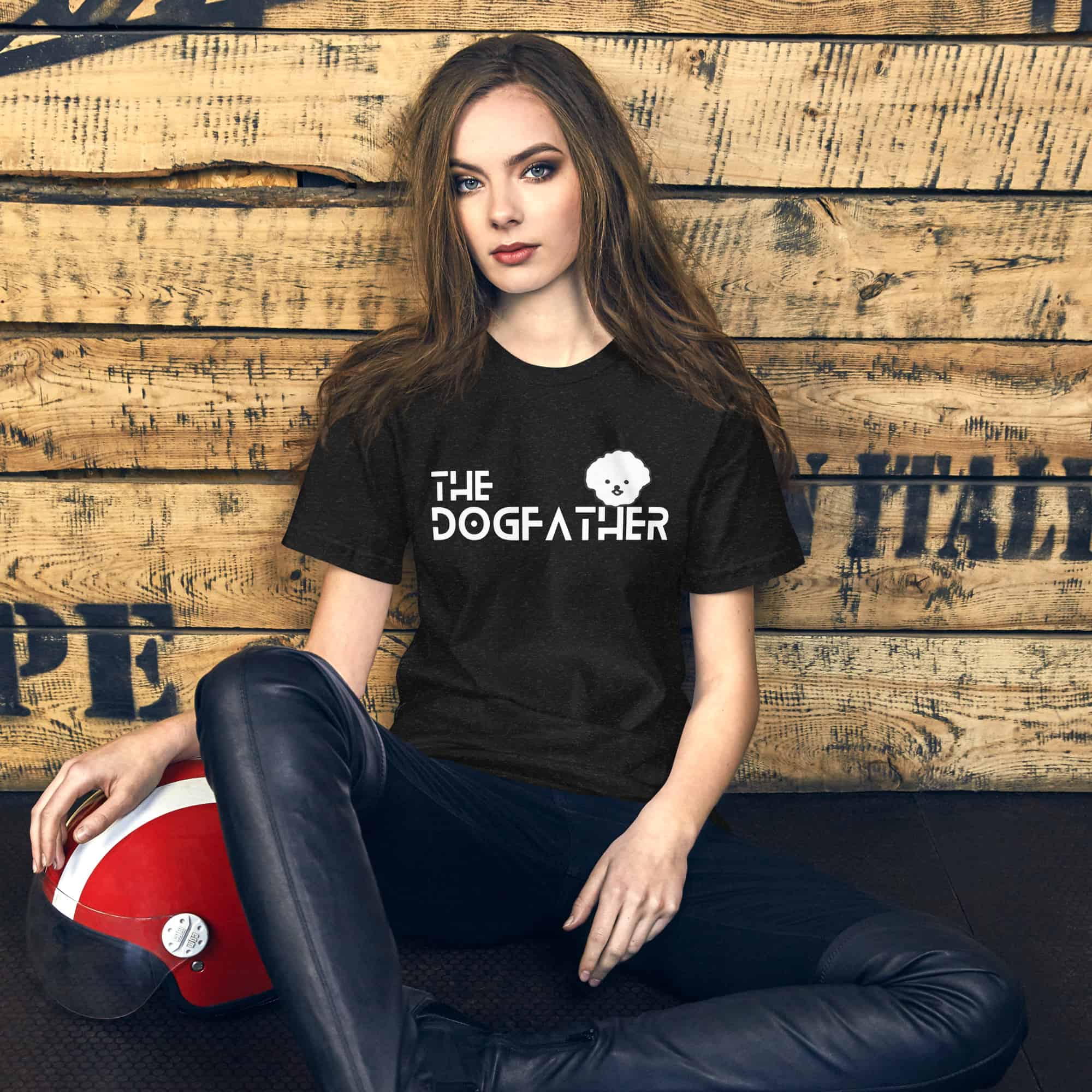 The Dogfather Poodles Unisex T-Shirt. Black Heather. Female