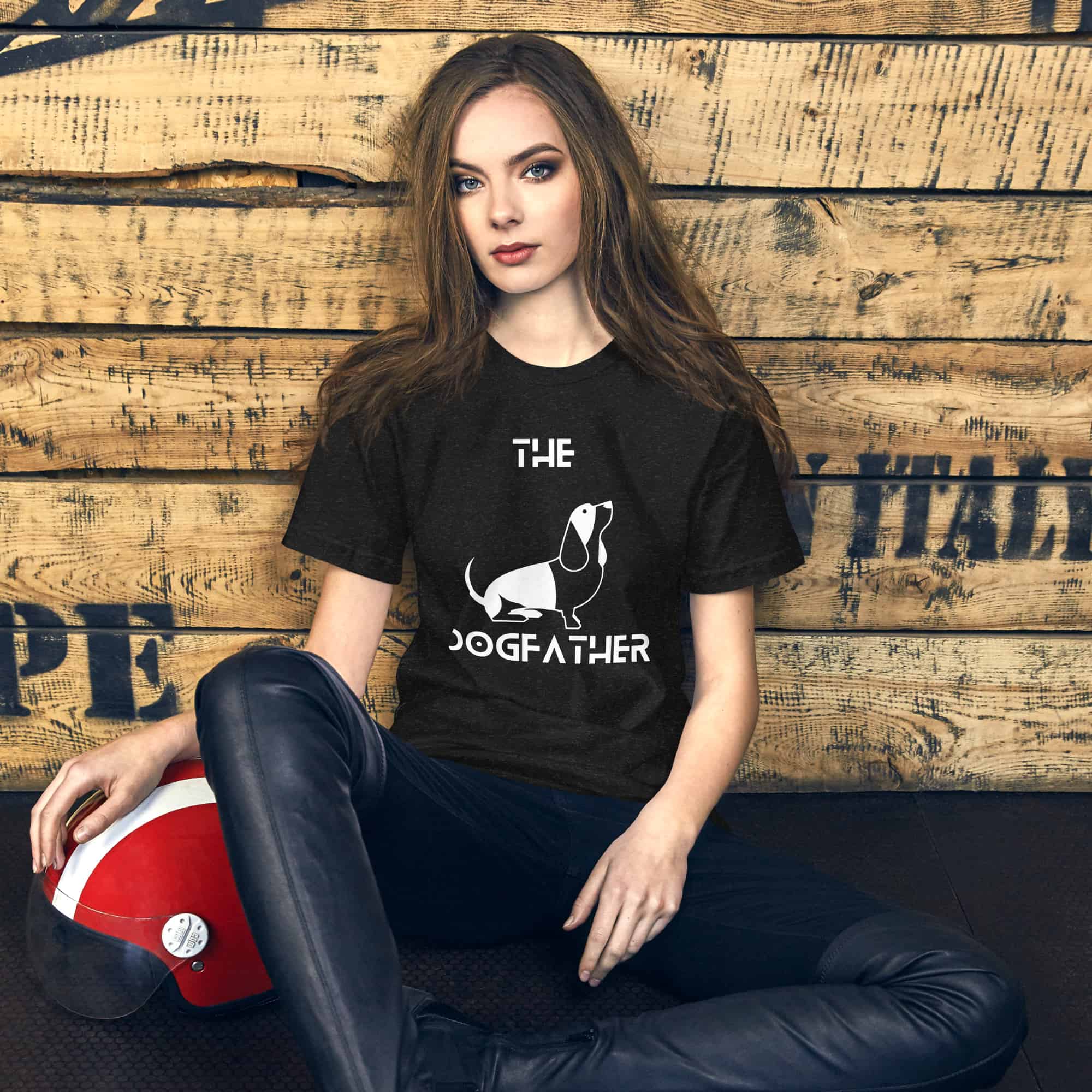 The Dogfather Hounds Unisex T-Shirt. Black Heather. Female