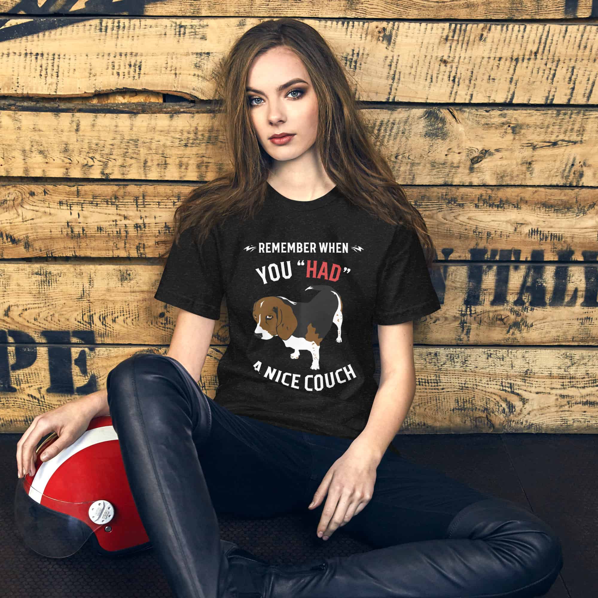 "Remember When You Had A Nice Couch" Funny Hound Unisex T-Shirt female t