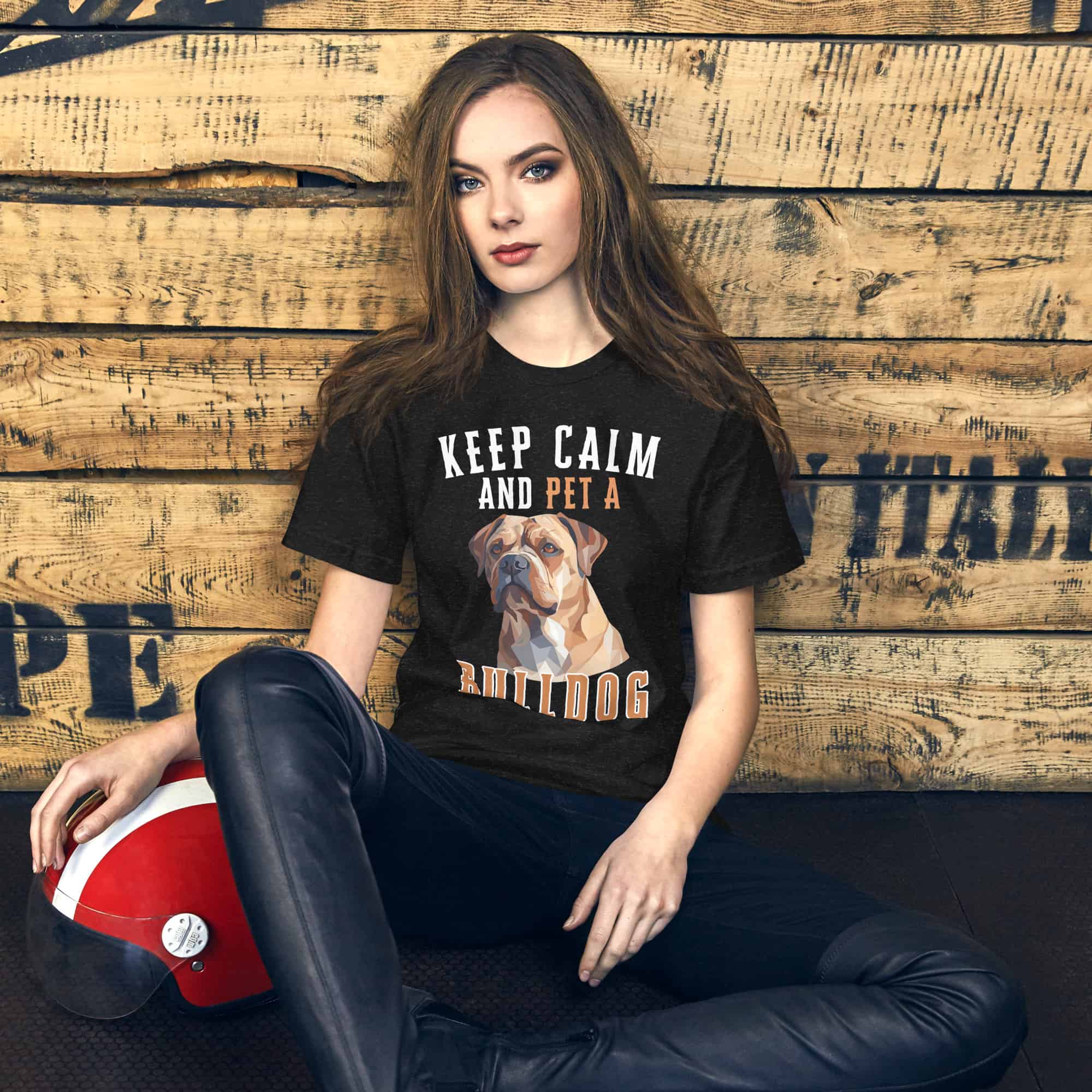 Keep Calm and Pet A Bulldog Unisex t-shirt