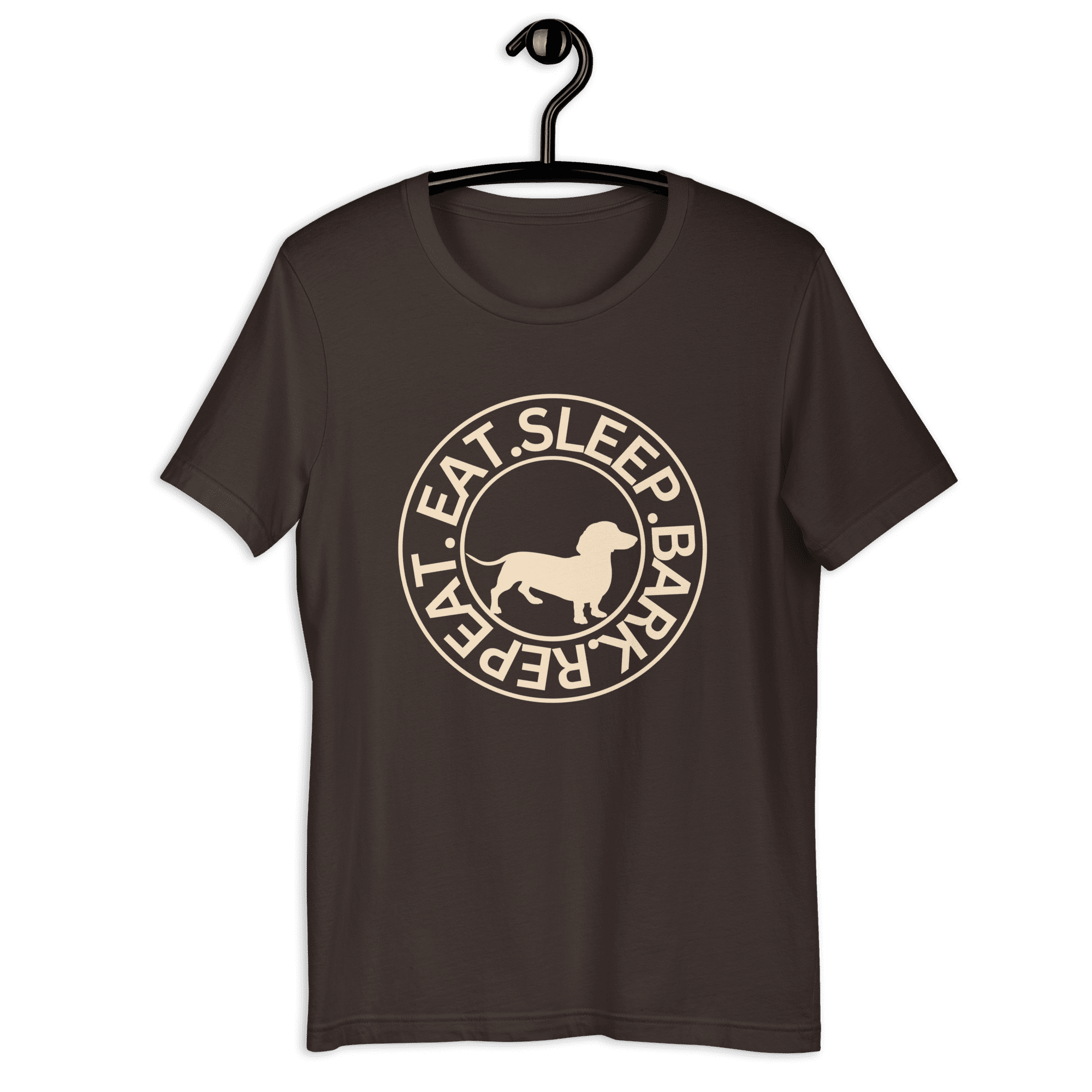 Eat Sleep Bark Repeat Transylvanian Hound (Erdélyi Kopó) Unisex T-Shirt. Browm