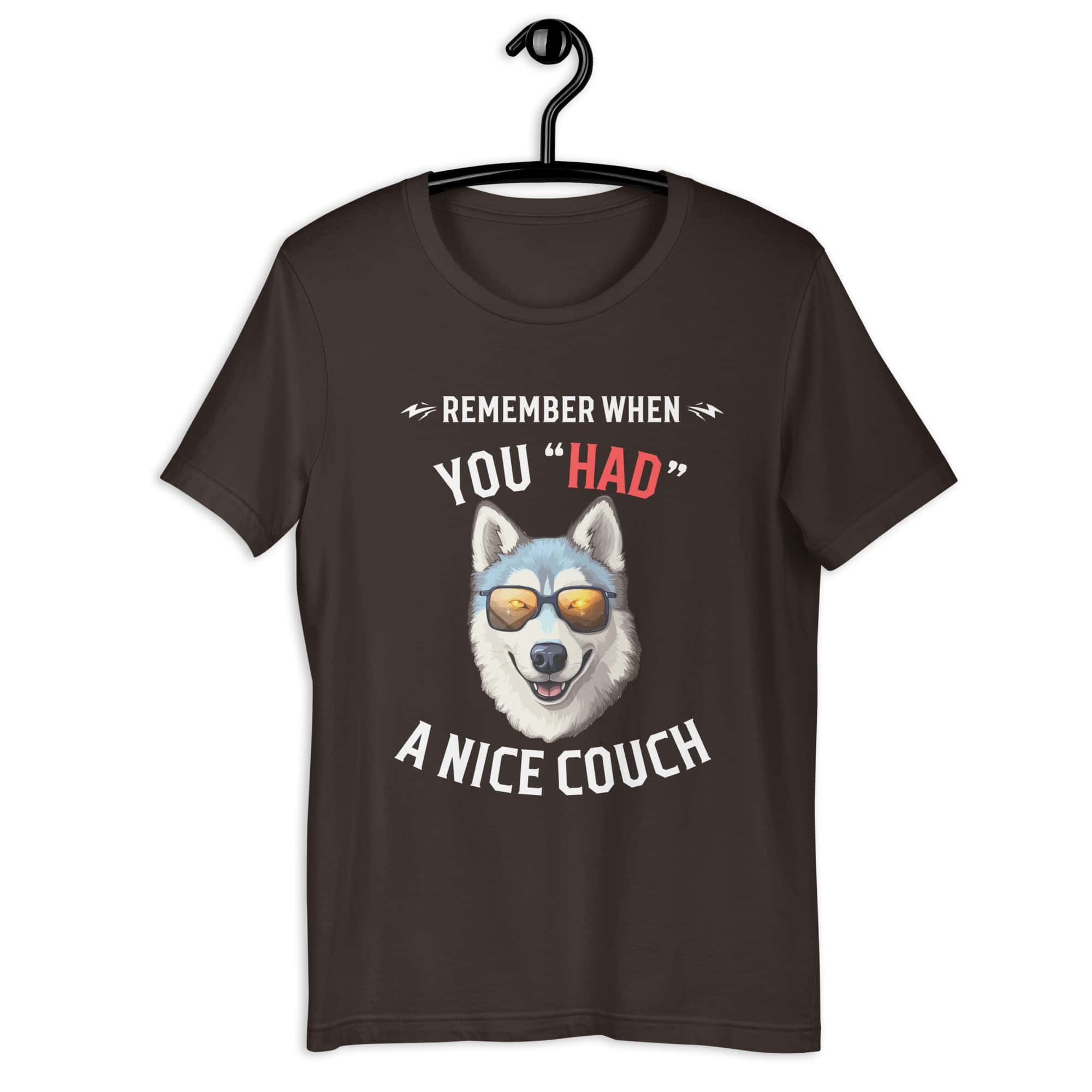 "Remember When You Had A Nice Couch" Husky Unisex T-Shirt brown