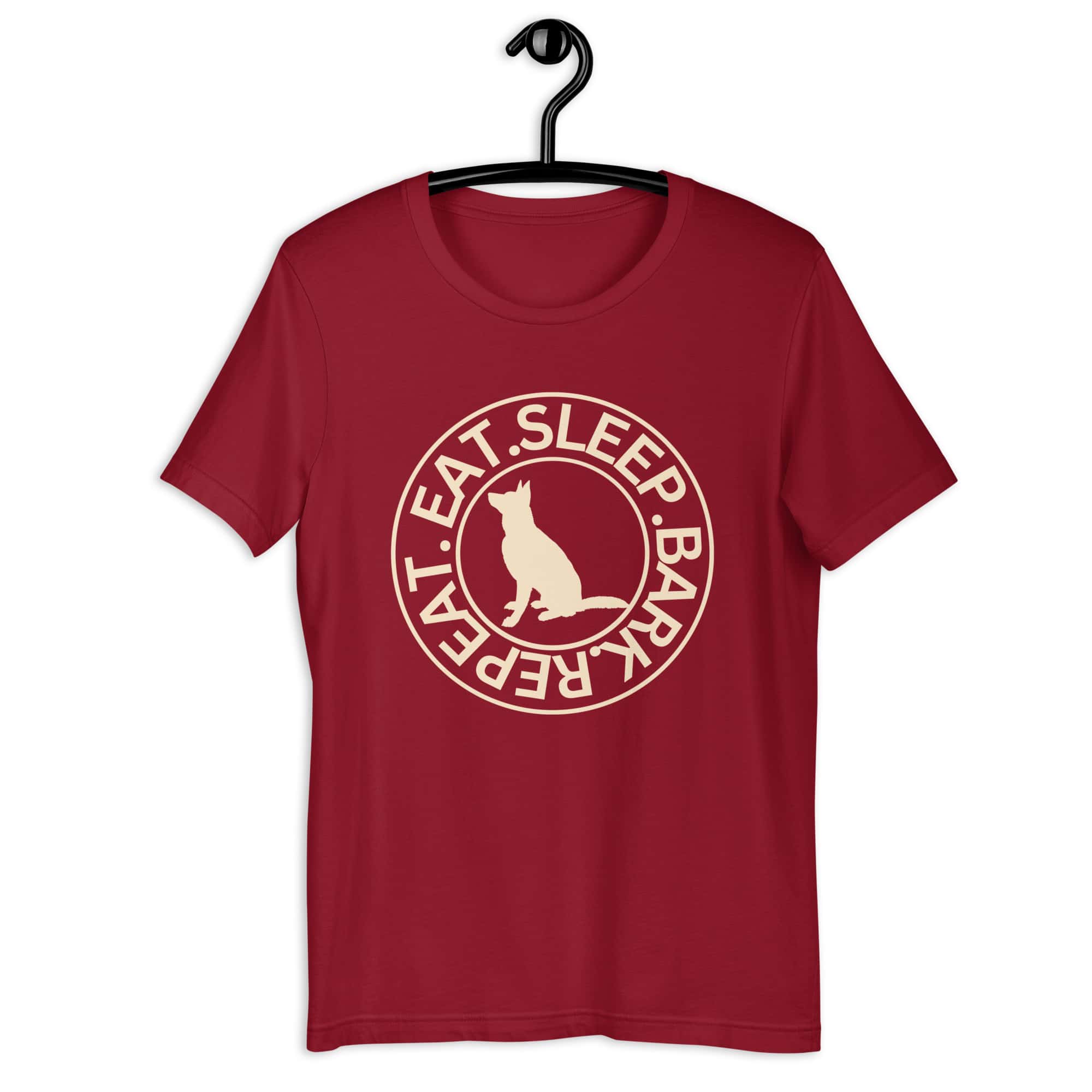 Eat Sleep Bark Repeat German Shepherd Unisex T-Shirt. Cardinal