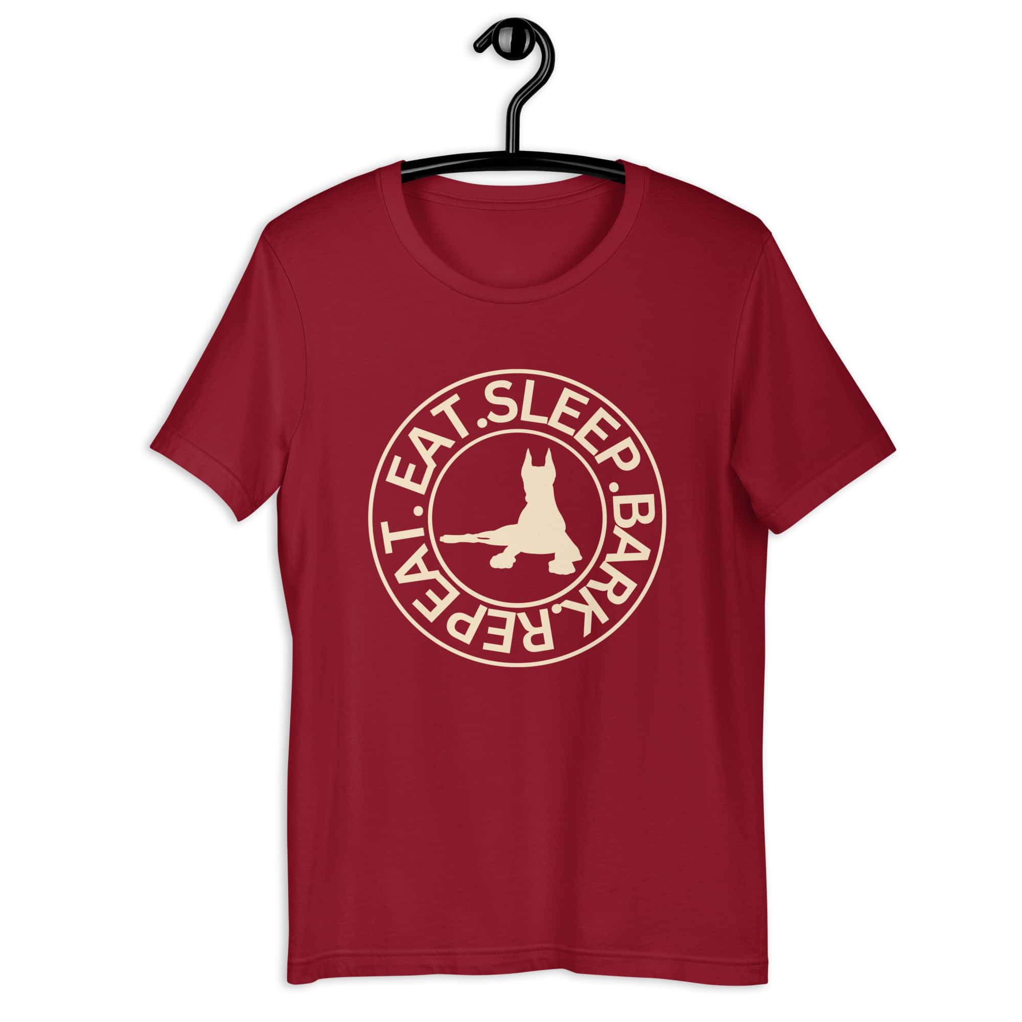 Eat Sleep Bark Repeat Toy Manchester Terrier Unisex T-Shirt. Cardinal