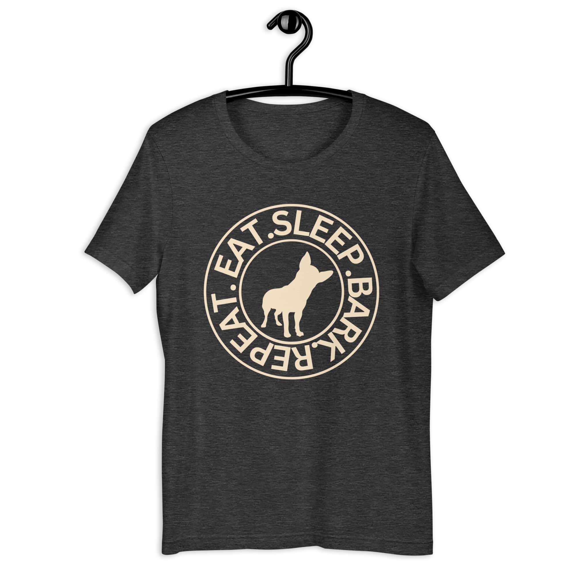 Eat Sleep Bark Repeat Toy Manchester Terrier Unisex T-Shirt. Dark Grey
