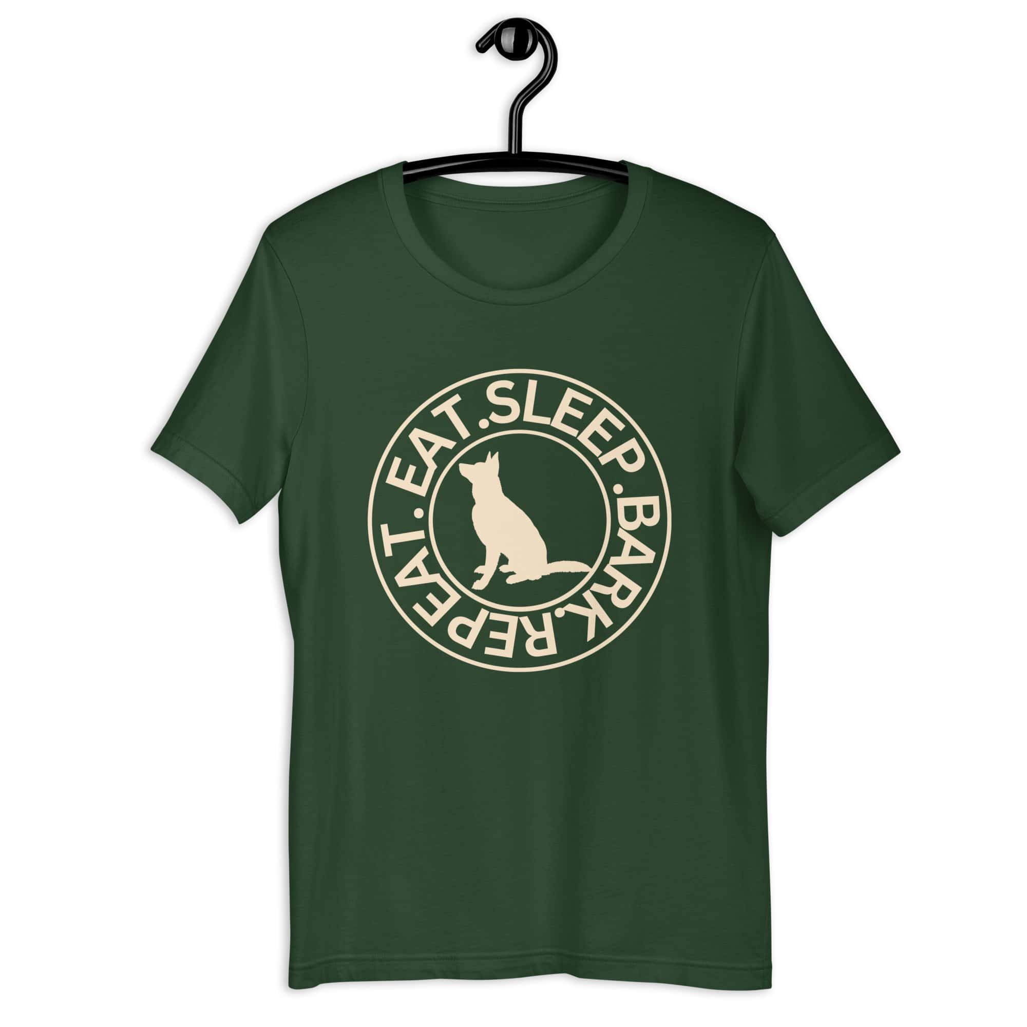 Eat Sleep Bark Repeat German Shepherd Unisex T-Shirt. Grey