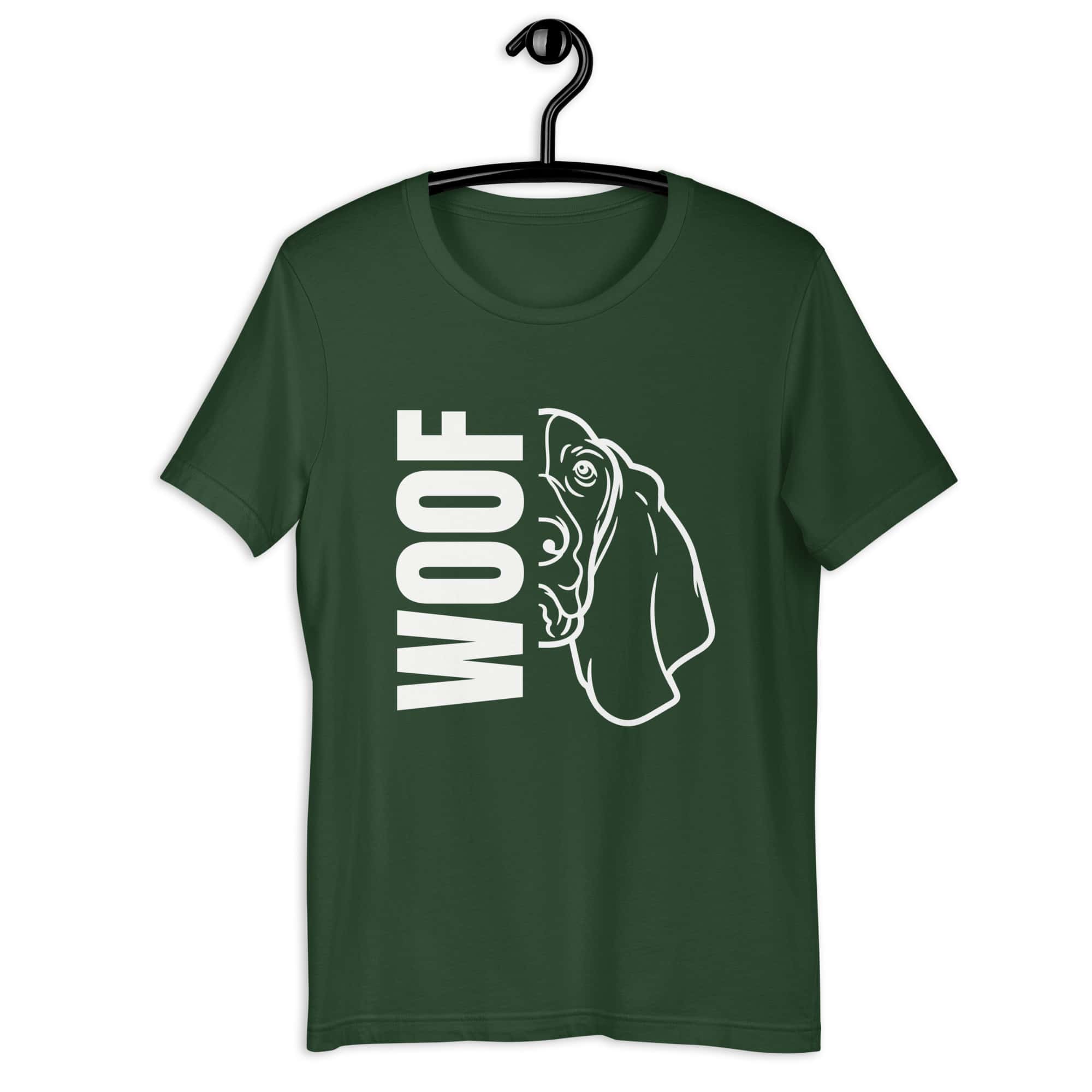 Woof Basset Hound Unisex T-Shirt green