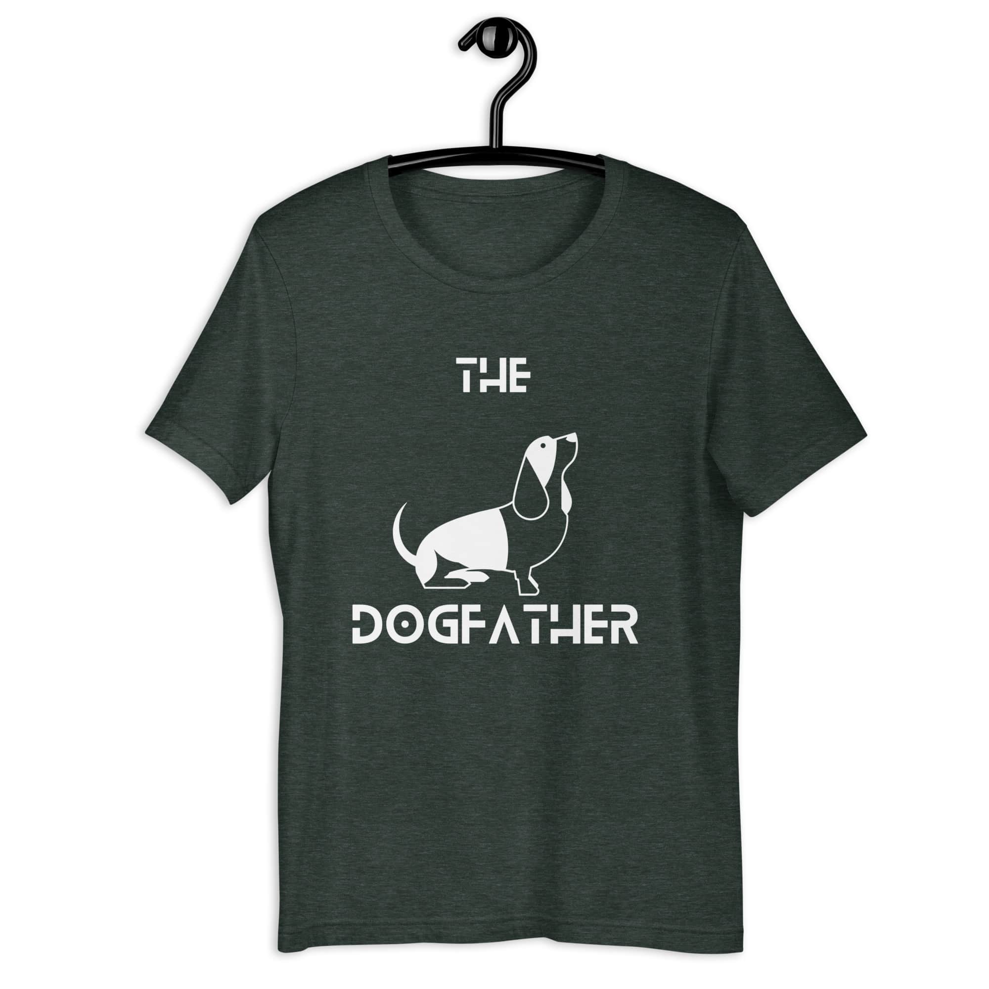 The Dogfather Hounds Unisex T-Shirt. Heather Forest