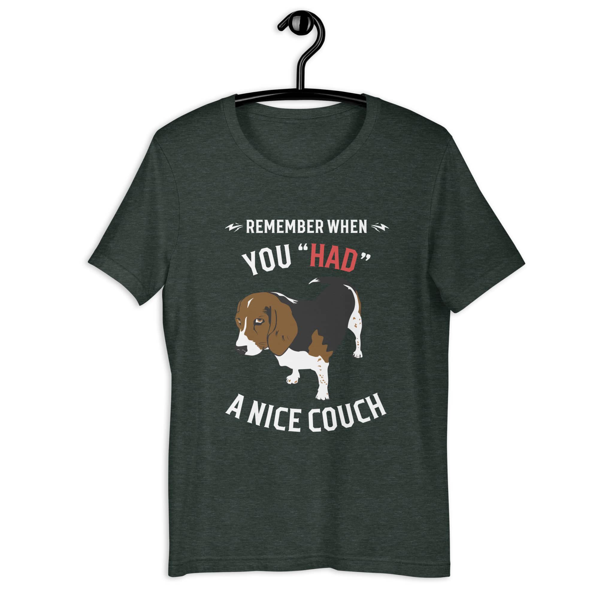 "Remember When You Had A Nice Couch" Funny Hound Unisex T-Shirt matte black