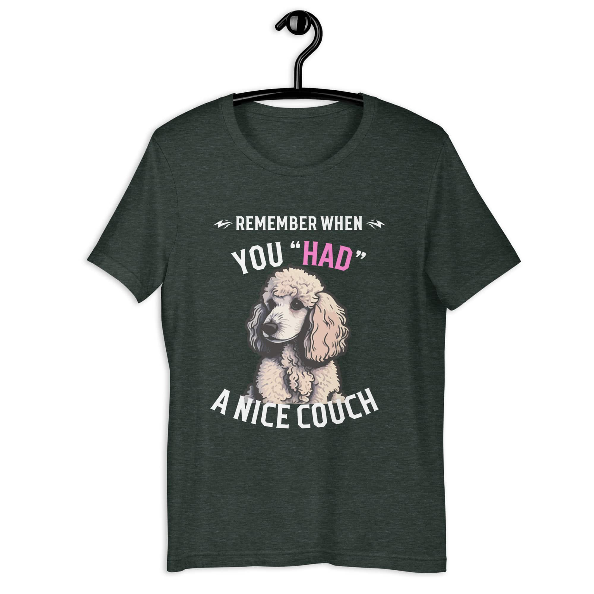 "Remember When You Had A Nice Couch" Funny Poodle Unisex T-Shirt matte black