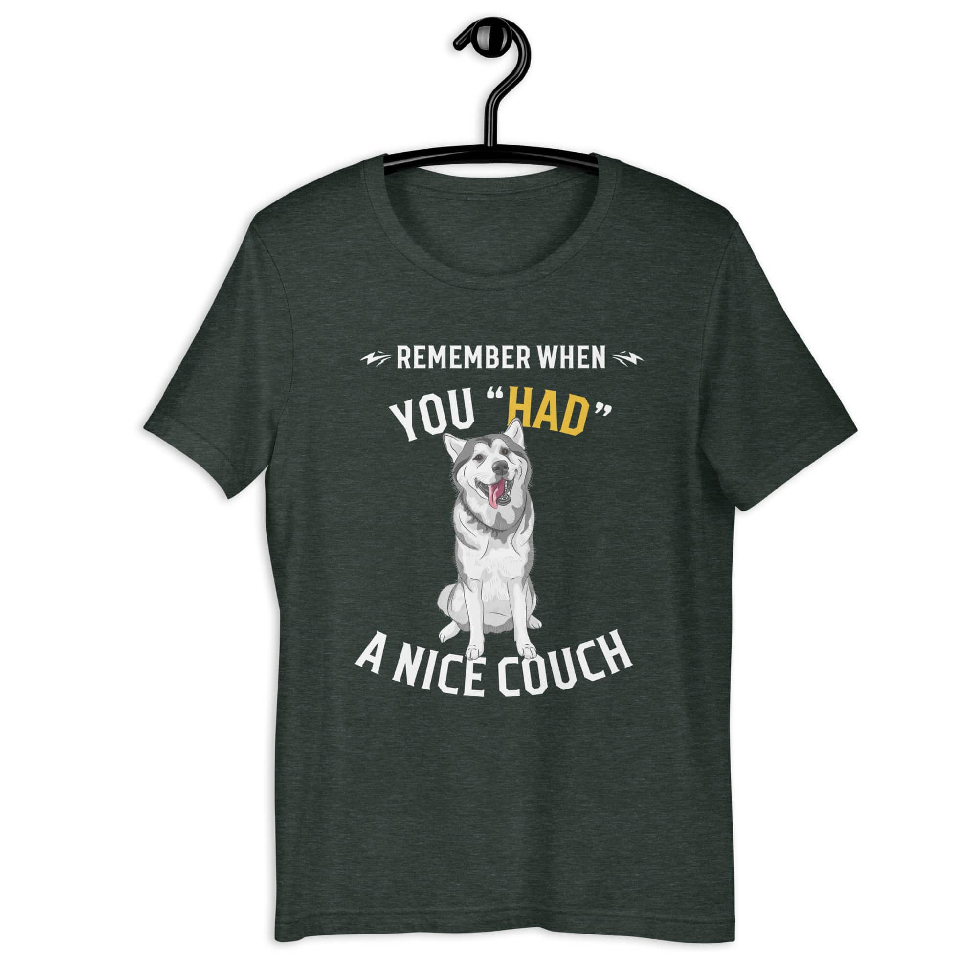 "Remember When You Had A Nice Couch" Funny Huskies Unisex T-Shirt matte gray