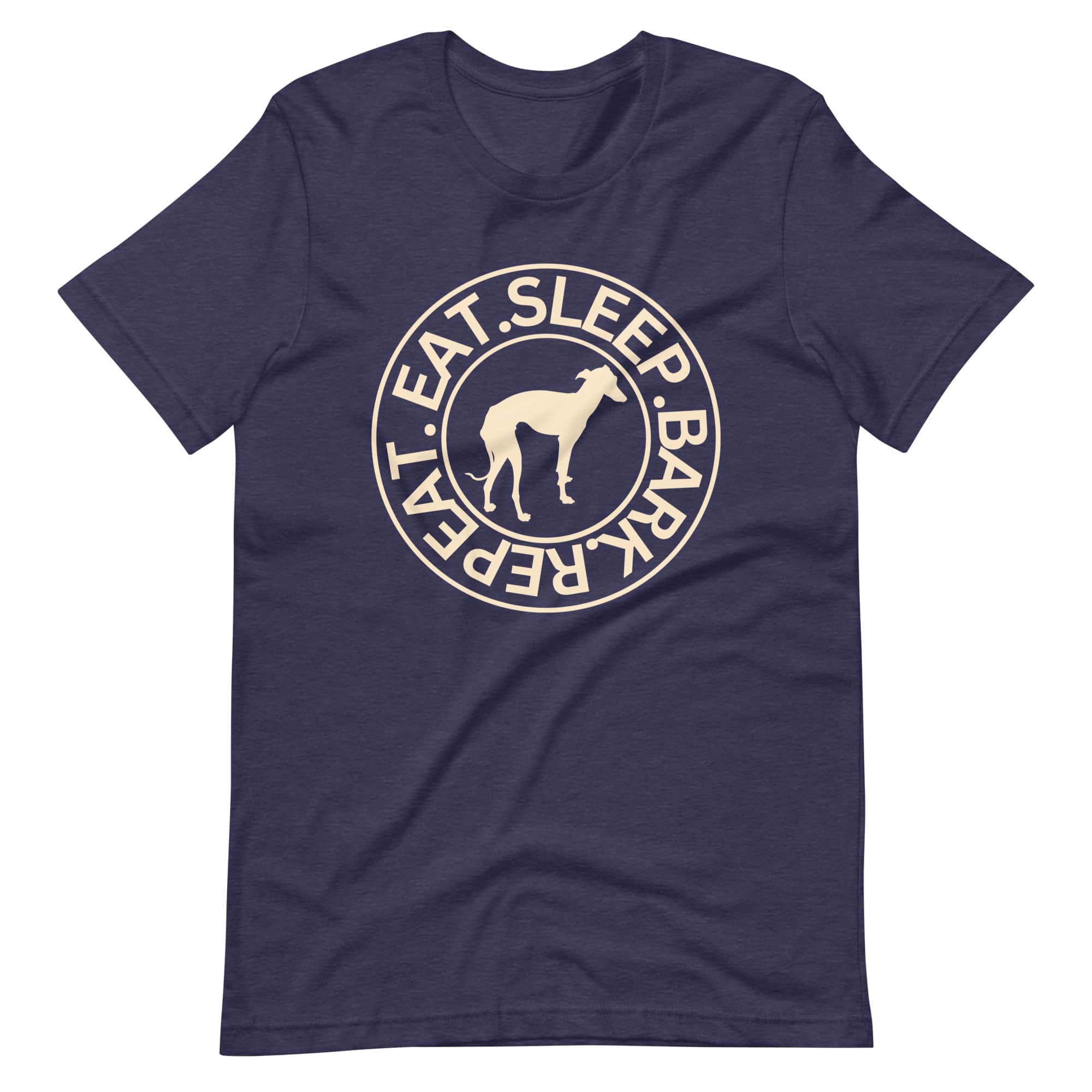 Eat Sleep Bark Repeat Italian Greyhound Unisex T-Shirt. Heather midnight navy
