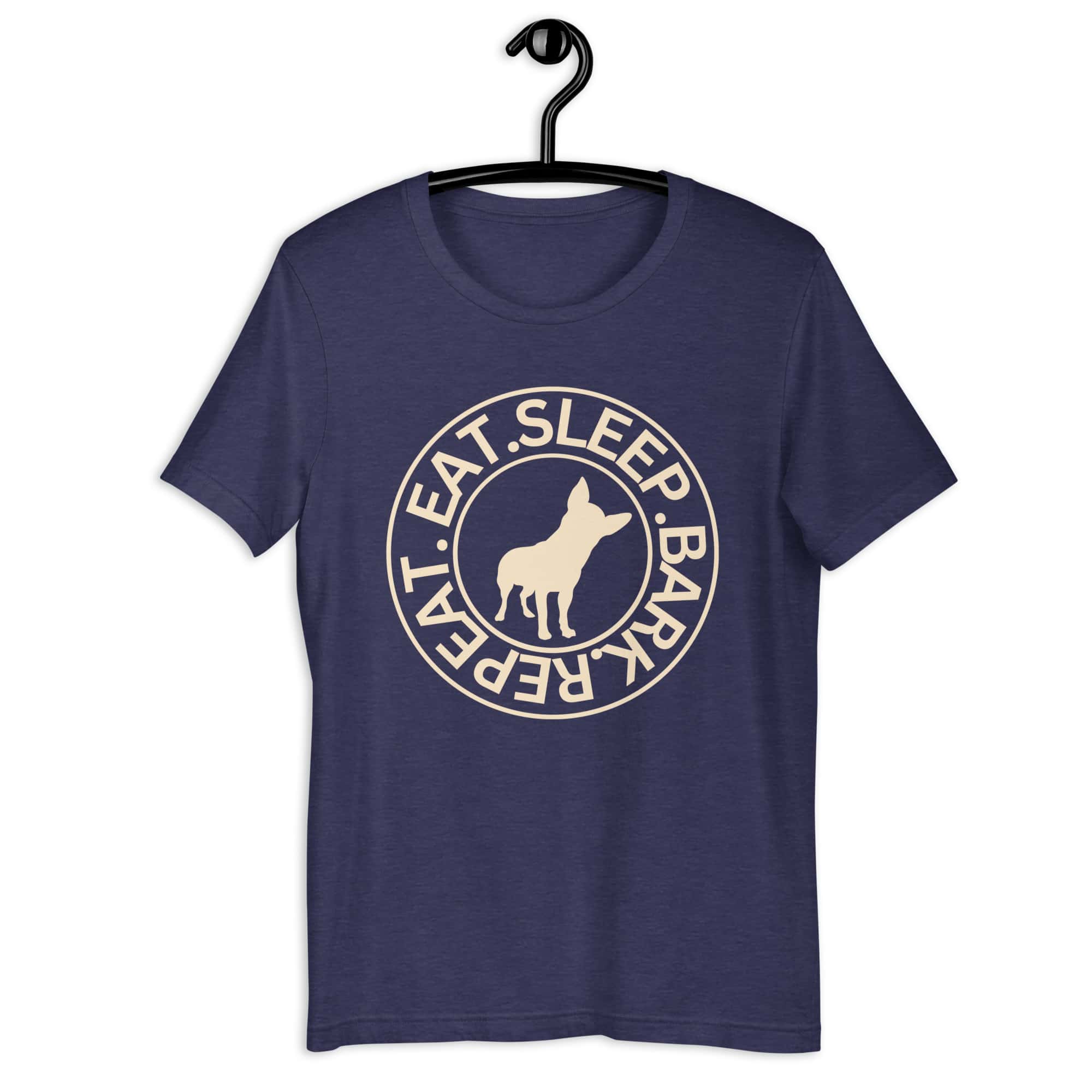 Eat Sleep Bark Repeat Toy Manchester Terrier Unisex T-Shirt. Heather Midnight navy