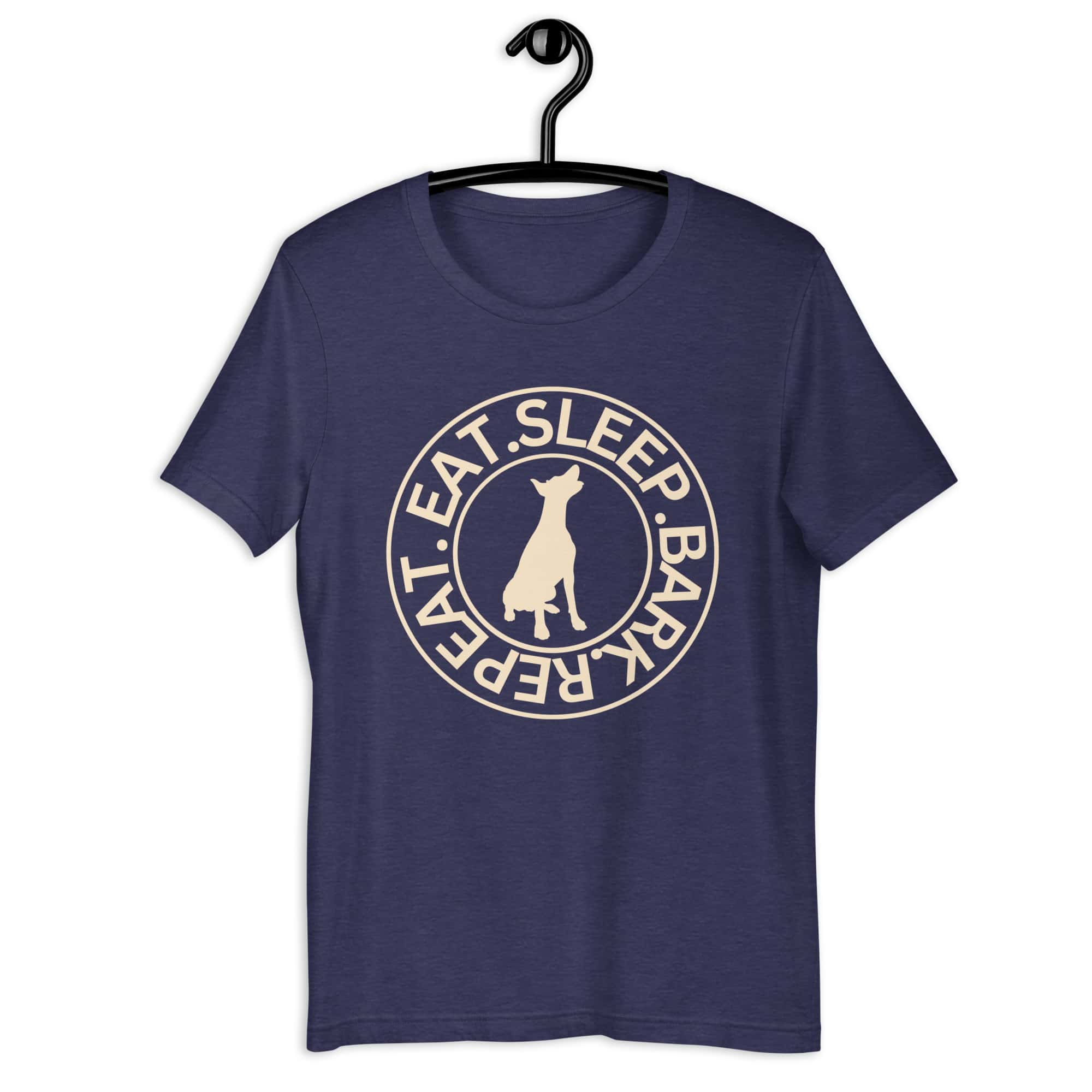 Eat Sleep Bark Repeat Terrier Unisex T-Shirt. Heather Midnight Navy