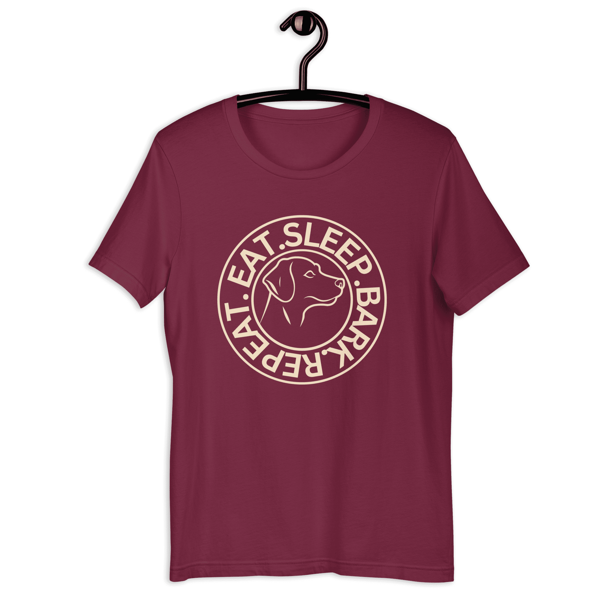 Eat Sleep Bark Repeat Labrador Retriever Unisex T-Shirt. Burgundy