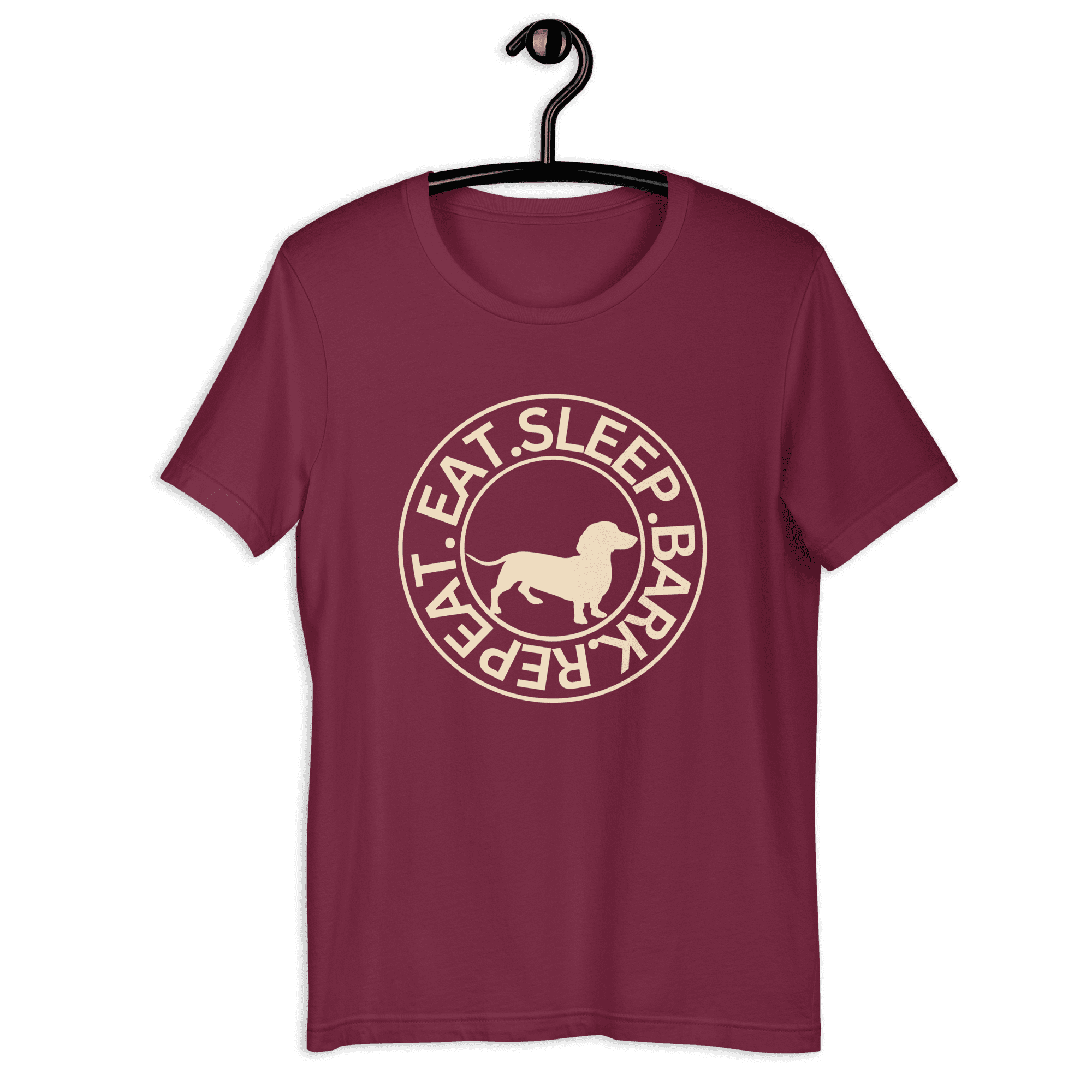 Eat Sleep Bark Repeat Transylvanian Hound (Erdélyi Kopó) Unisex T-Shirt. Maroon