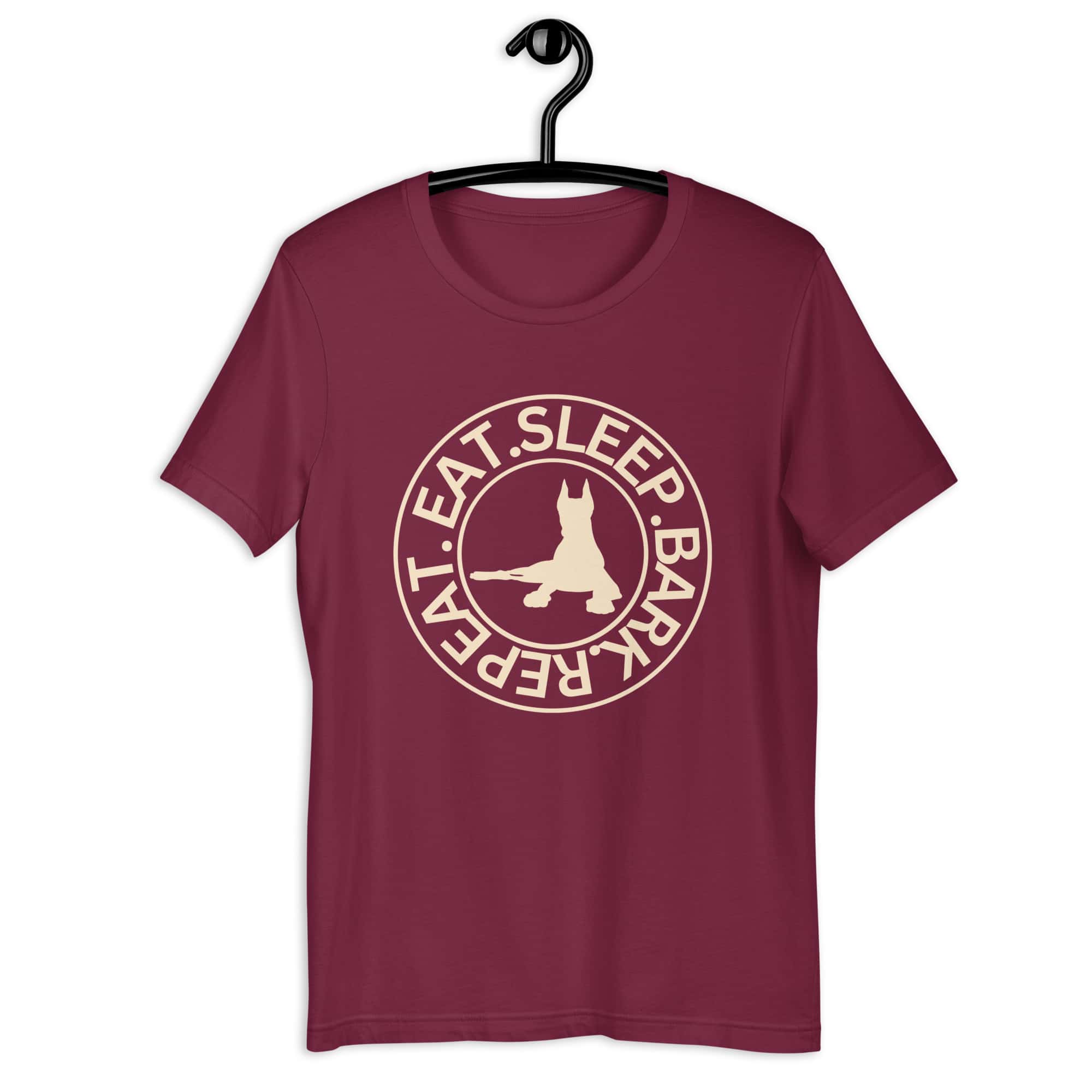 Eat Sleep Bark Repeat Toy Manchester Terrier Unisex T-Shirt. Maroon