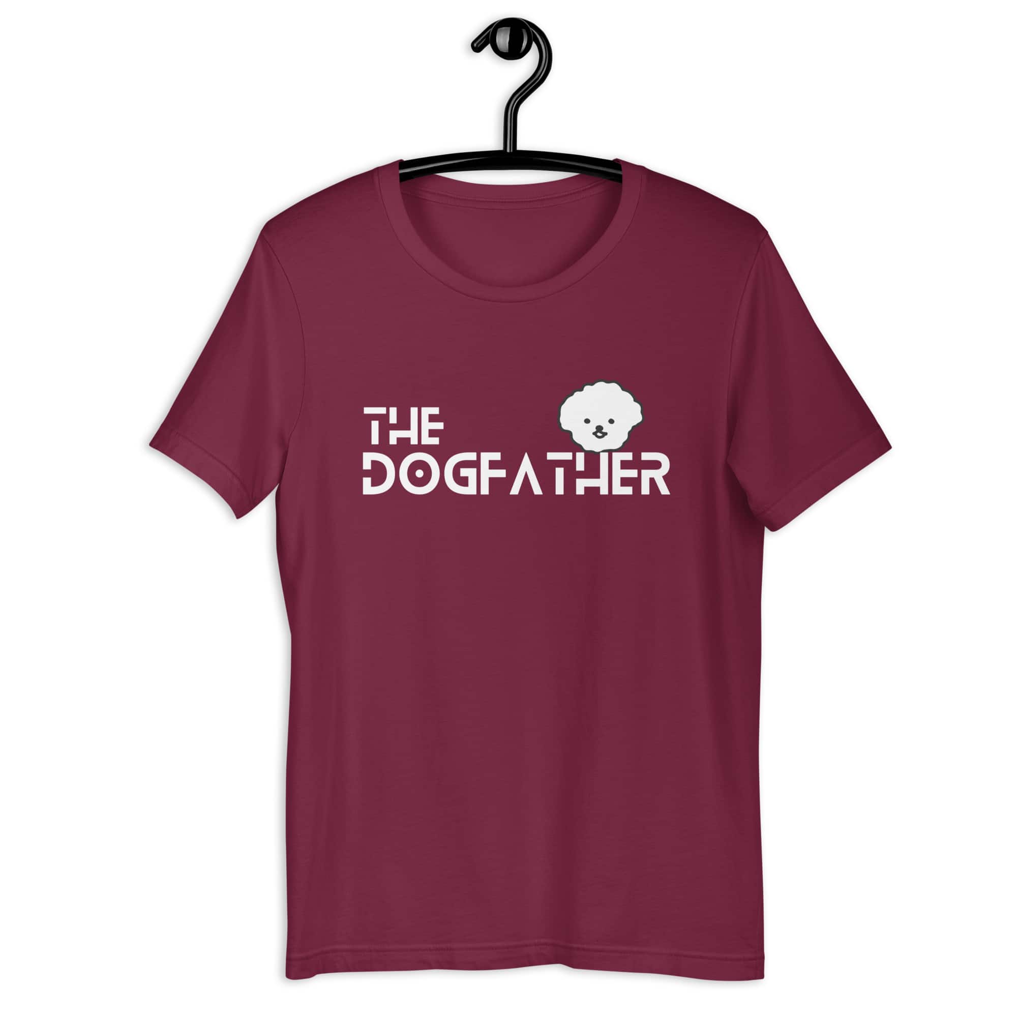 The Dogfather Poodles Unisex T-Shirt. Maroon