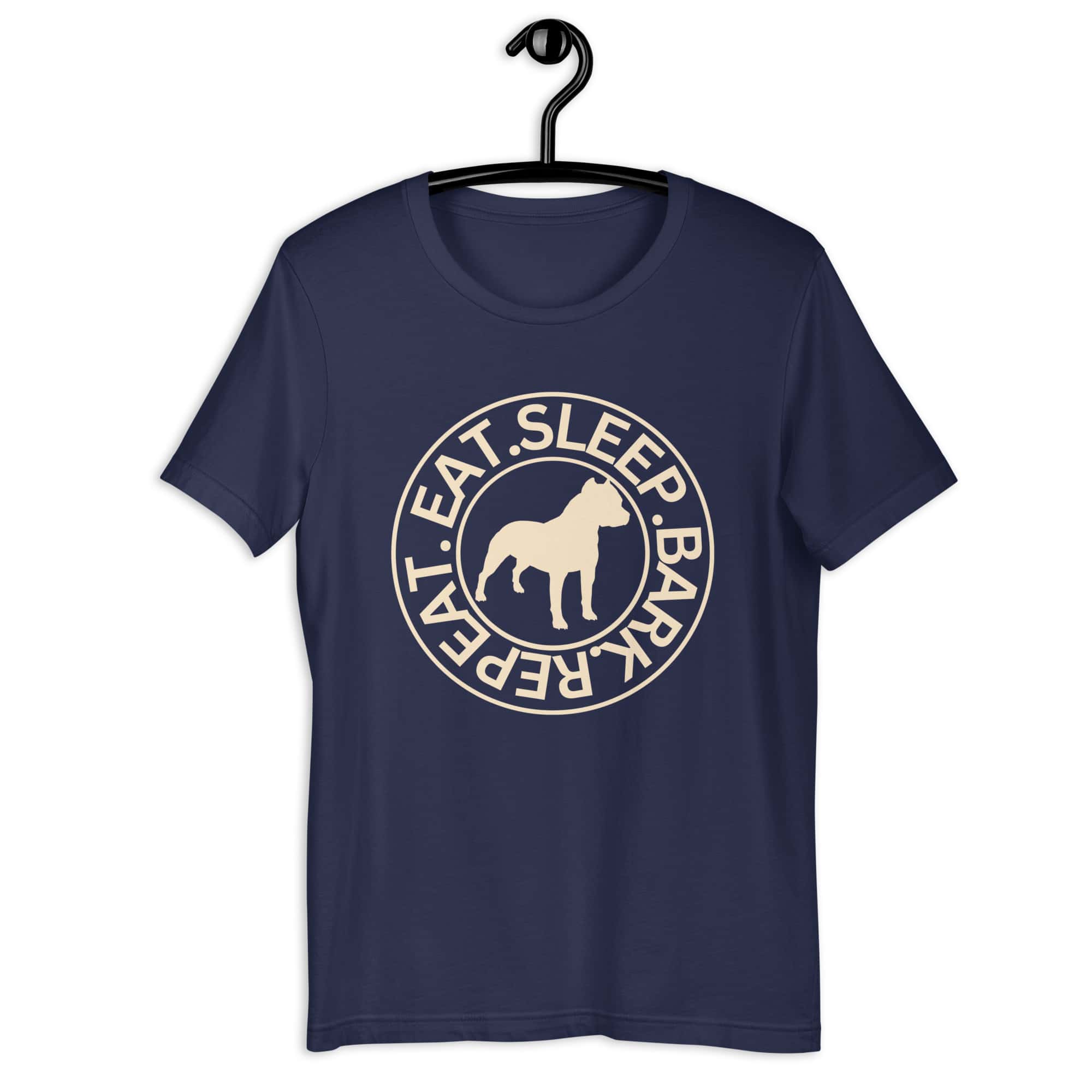 Eat Sleep Bark Repeat Toy Bulldog Unisex T-Shirt. Navy