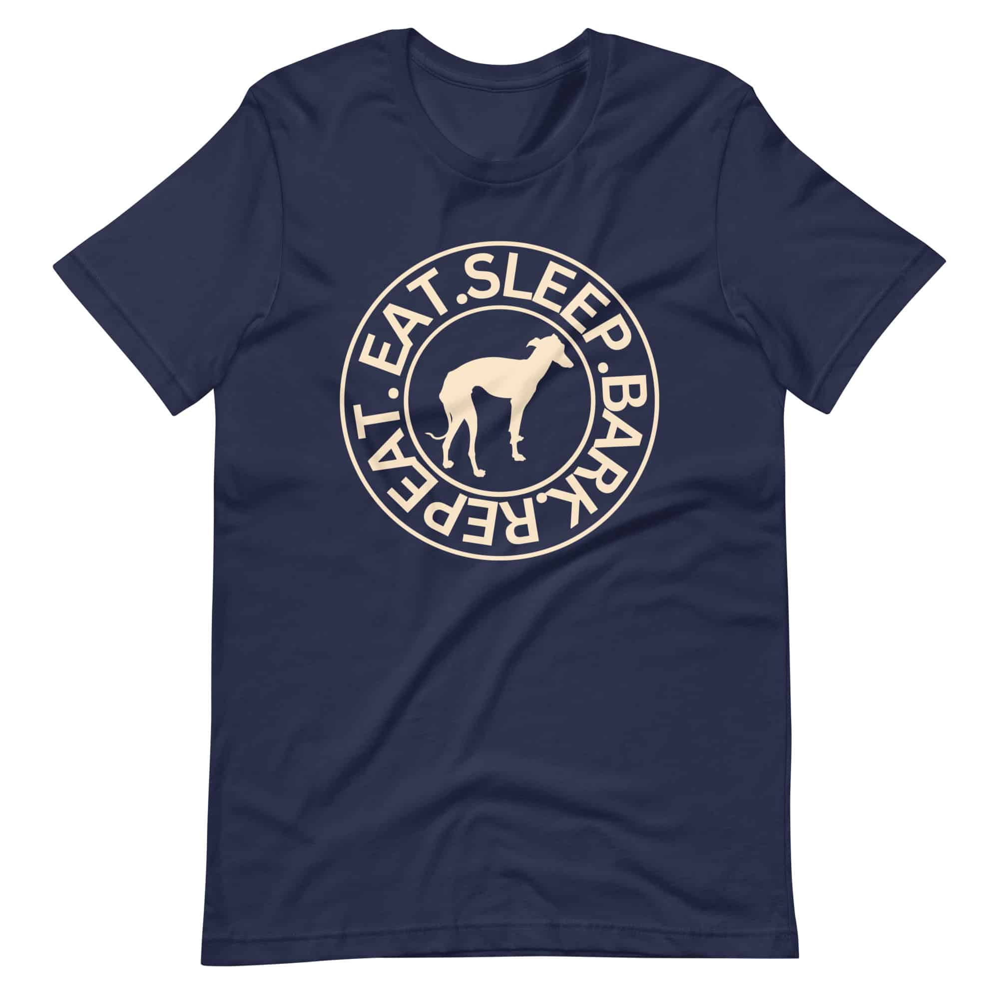 Eat Sleep Bark Repeat Italian Greyhound Unisex T-Shirt. Navy