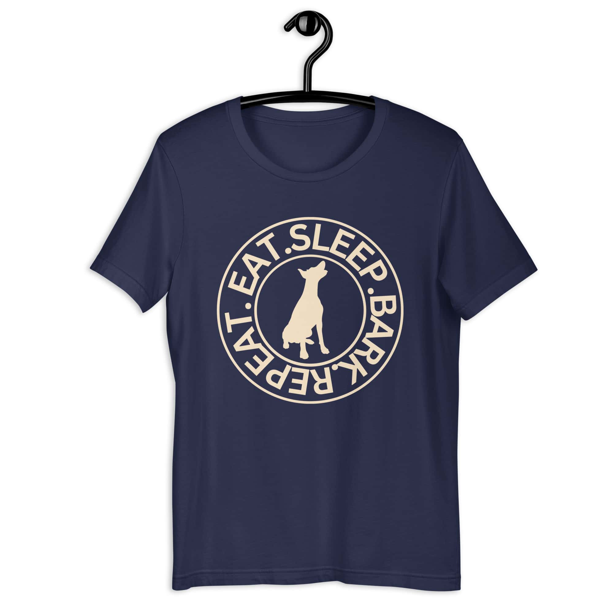 Eat Sleep Bark Repeat Terrier Unisex T-Shirt. Navy