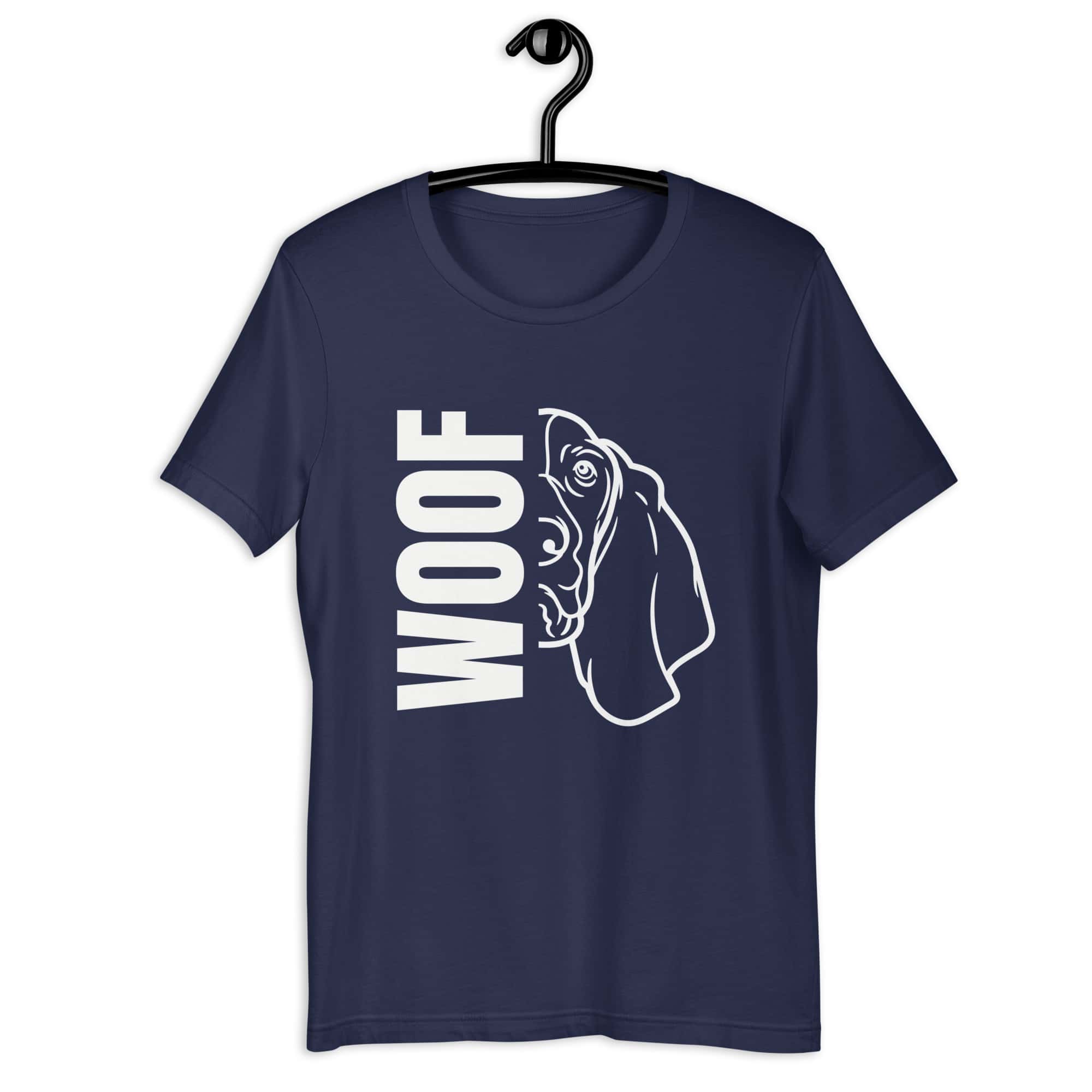 Woof Basset Hound Unisex T-Shirt navy