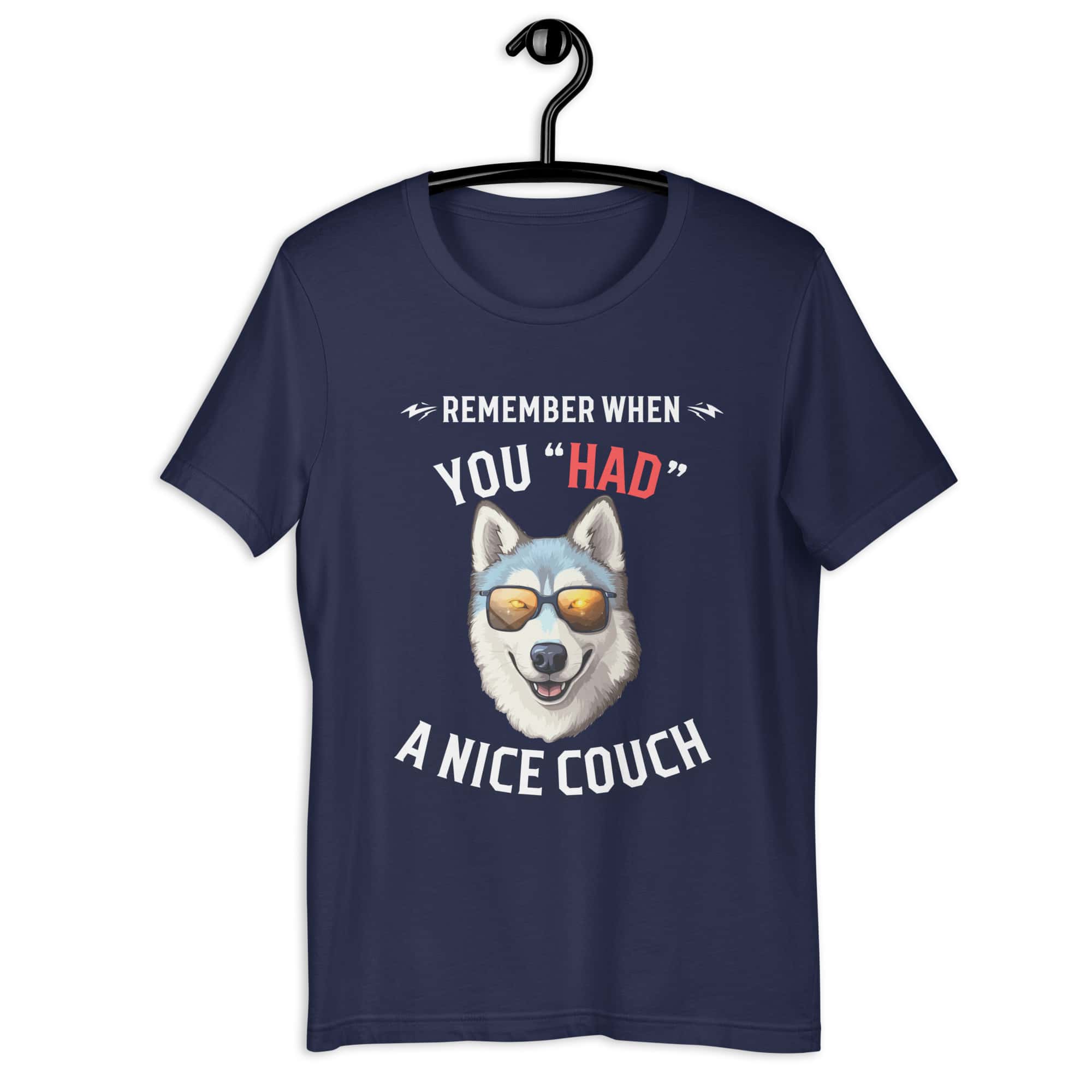 "Remember When You Had A Nice Couch" Husky Unisex T-Shirt navy