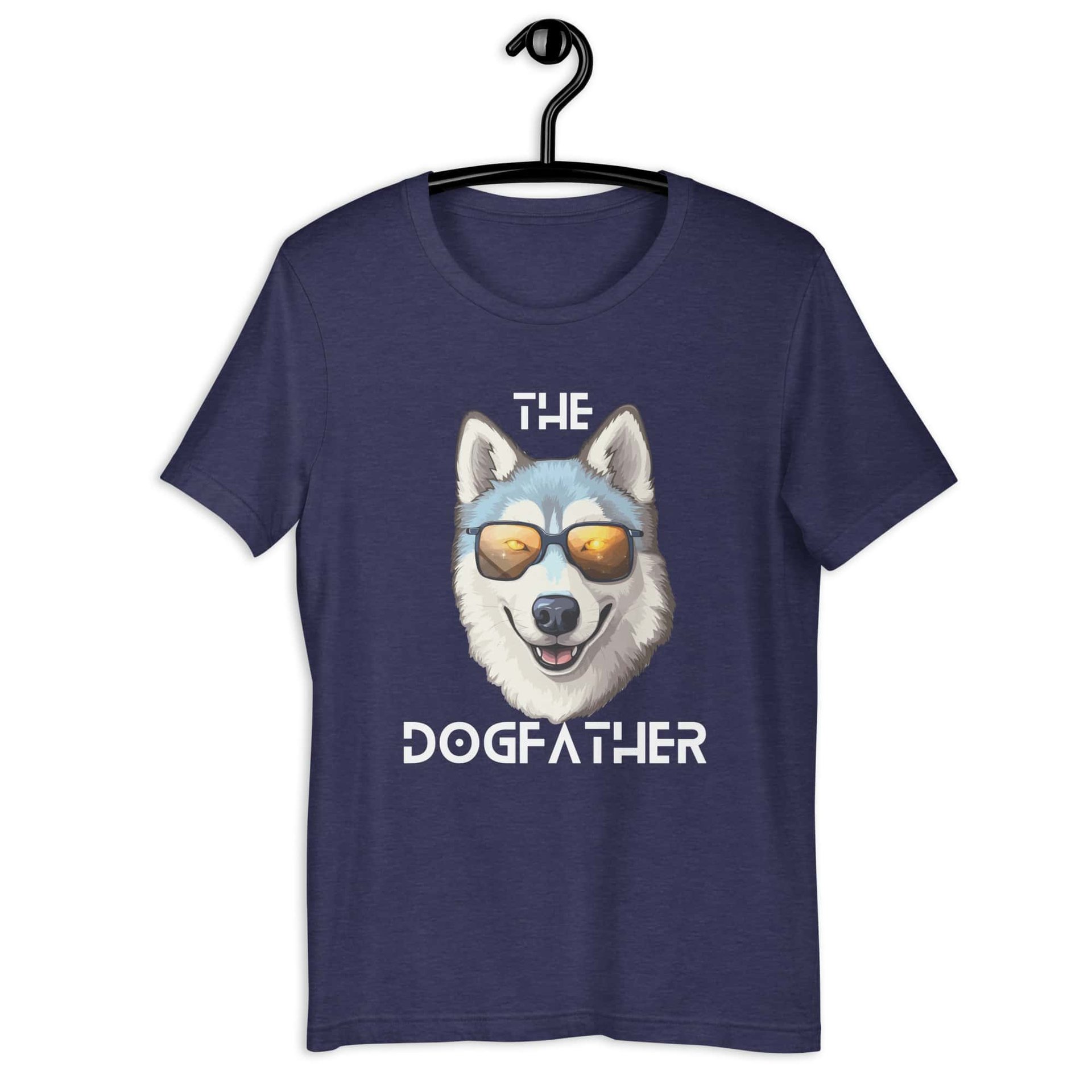 The Dogfather Huskies Unisex T-Shirt. Heather Midnight navy