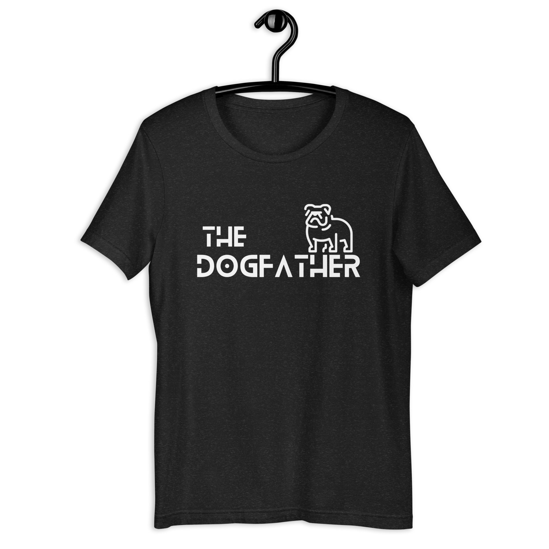 The Dogfather Bulldog Unisex T-Shirt. Black Heather